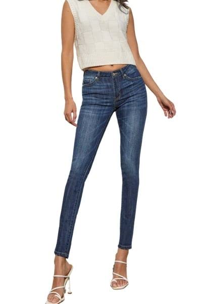 Kancan Women's Mid Rise Super Skinny Jeans - Stretch Denim Pants for Women, High Waist Slim Fit Jeans (KKC7085LOH) | Perfect for Casual Wear, Night Out & Everyday Fashion
