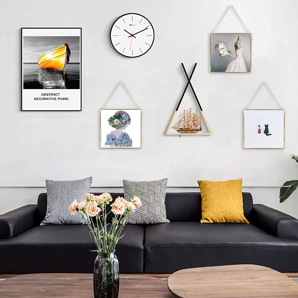 Premium Glass Photo Frame for Dried Flowers - Gold & Brass Pressed Flower Display Frame - DIY Wall Hanging Decor for Home, Wedding, or Gift - Plant Specimen & Geometric Art Display