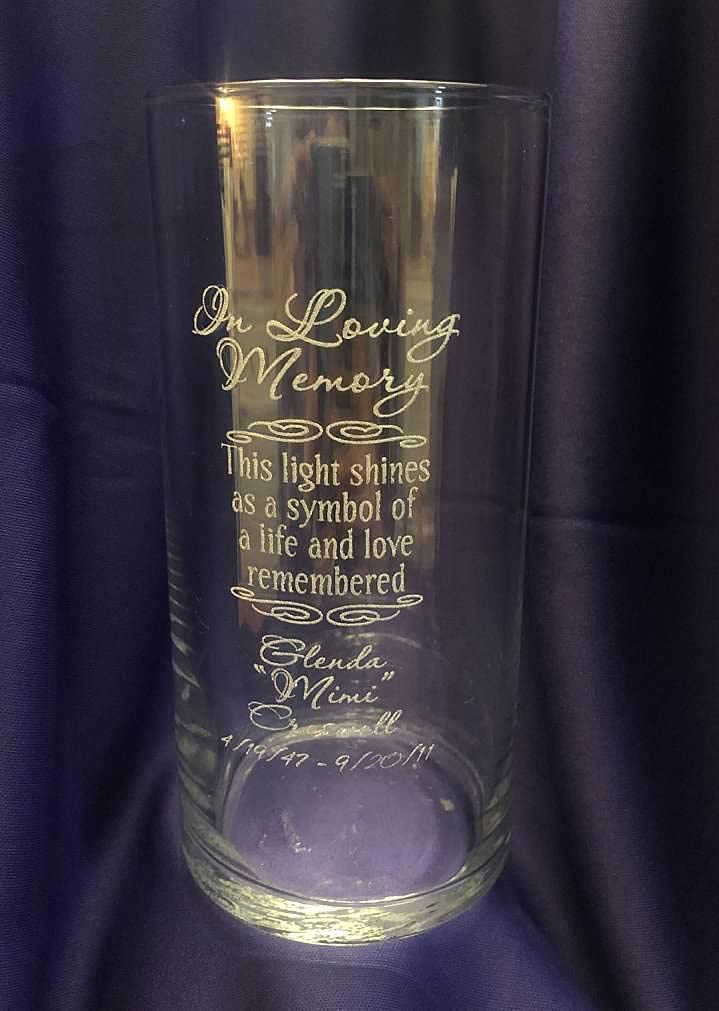Personalized Engraved Memorial Candle Holder - Custom Tribute Vase for Loved Ones - Perfect for Memorial Services, Funerals & Home Remembrance Displays