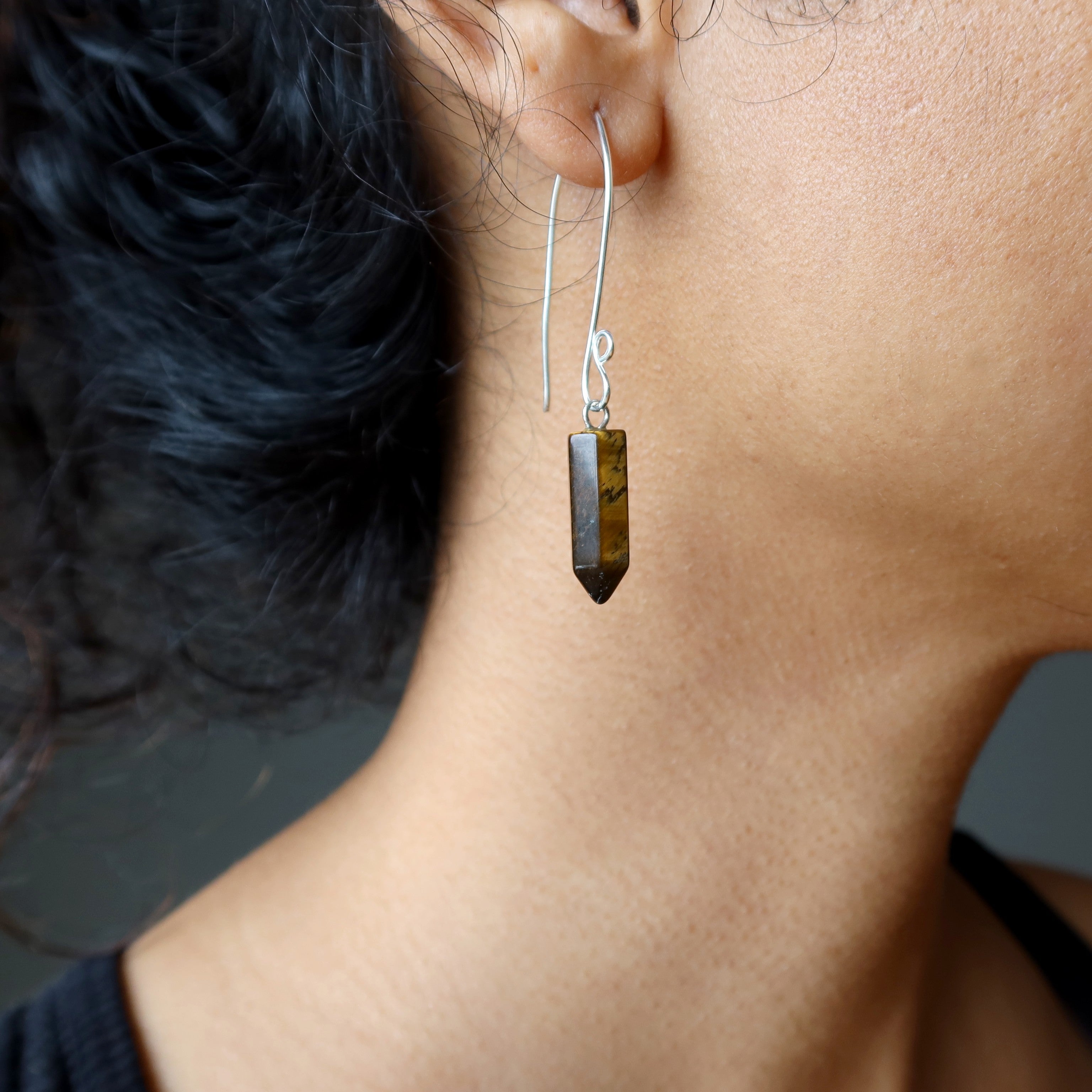 Tigers Eye Earrings - Handmade Hill Tribe Silver Jewelry for Women, Natural Stone Dainty Studs for Success & Good Luck | Perfect for Office Wear, Gifts & Spiritual Healing