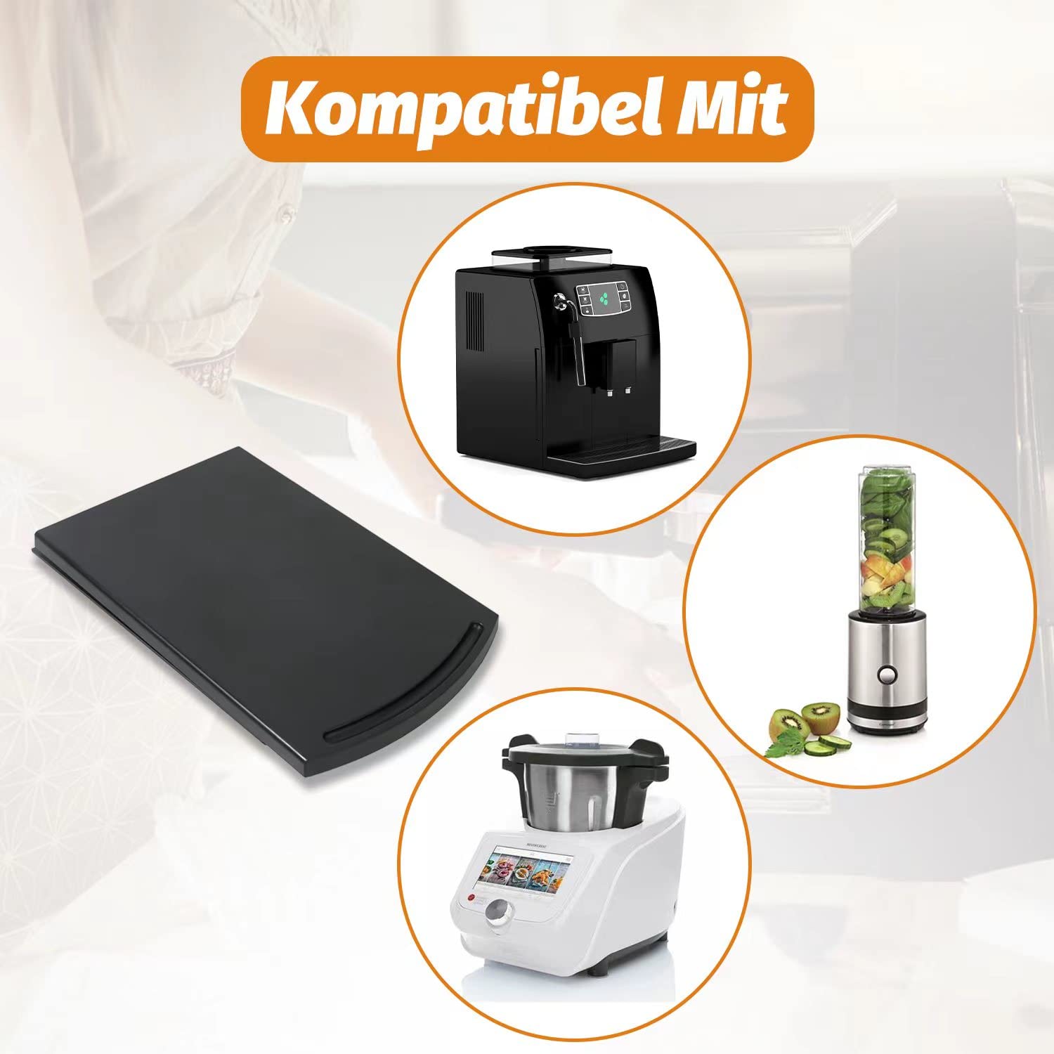 Non-Slip Silicone Mat for Small Appliances - Coffee Maker, Toaster, Blender Accessories | Extendable Tray, Coaster & Sliding Pad | Perfect for Kitchen Countertops & Office Desks