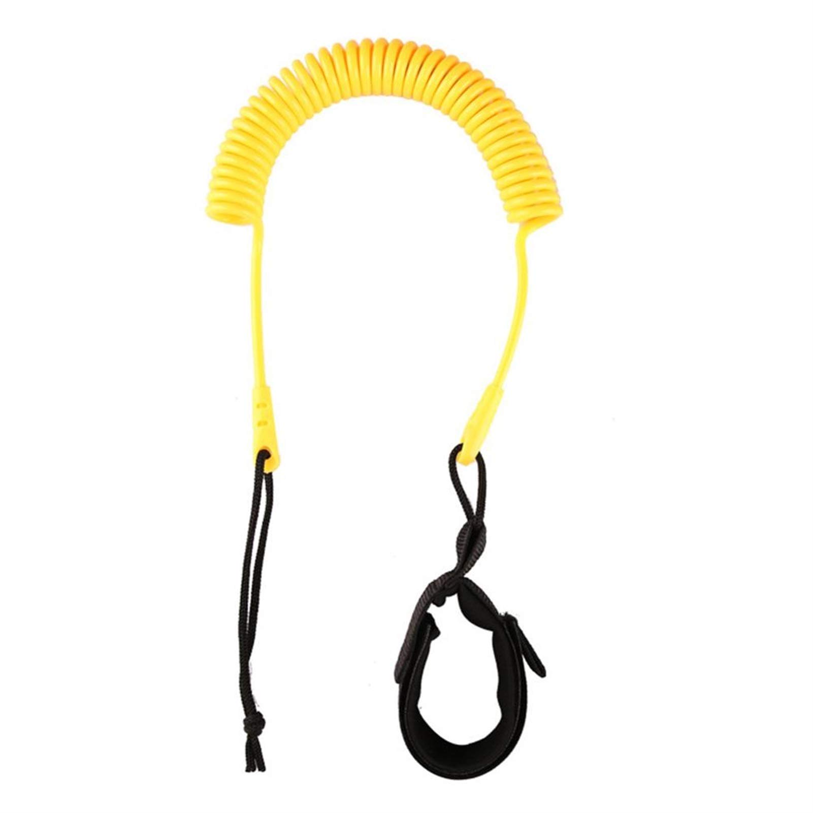 10ft Coiled Surfboard Leash for Kayak, SUP, Paddle Board - Ankle Strap with Durable Leg Rope - Ideal for Surfing, Stand Up Paddleboarding & Rafting (Yellow)