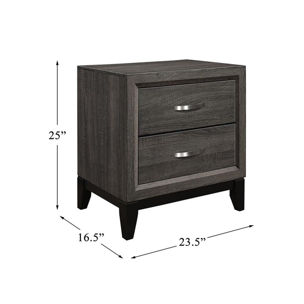 Modern Gray Wood Nightstand with 2 Dovetail Drawers - Stylish Bedroom Furniture for Small Spaces & Guest Rooms | Pemberly Row