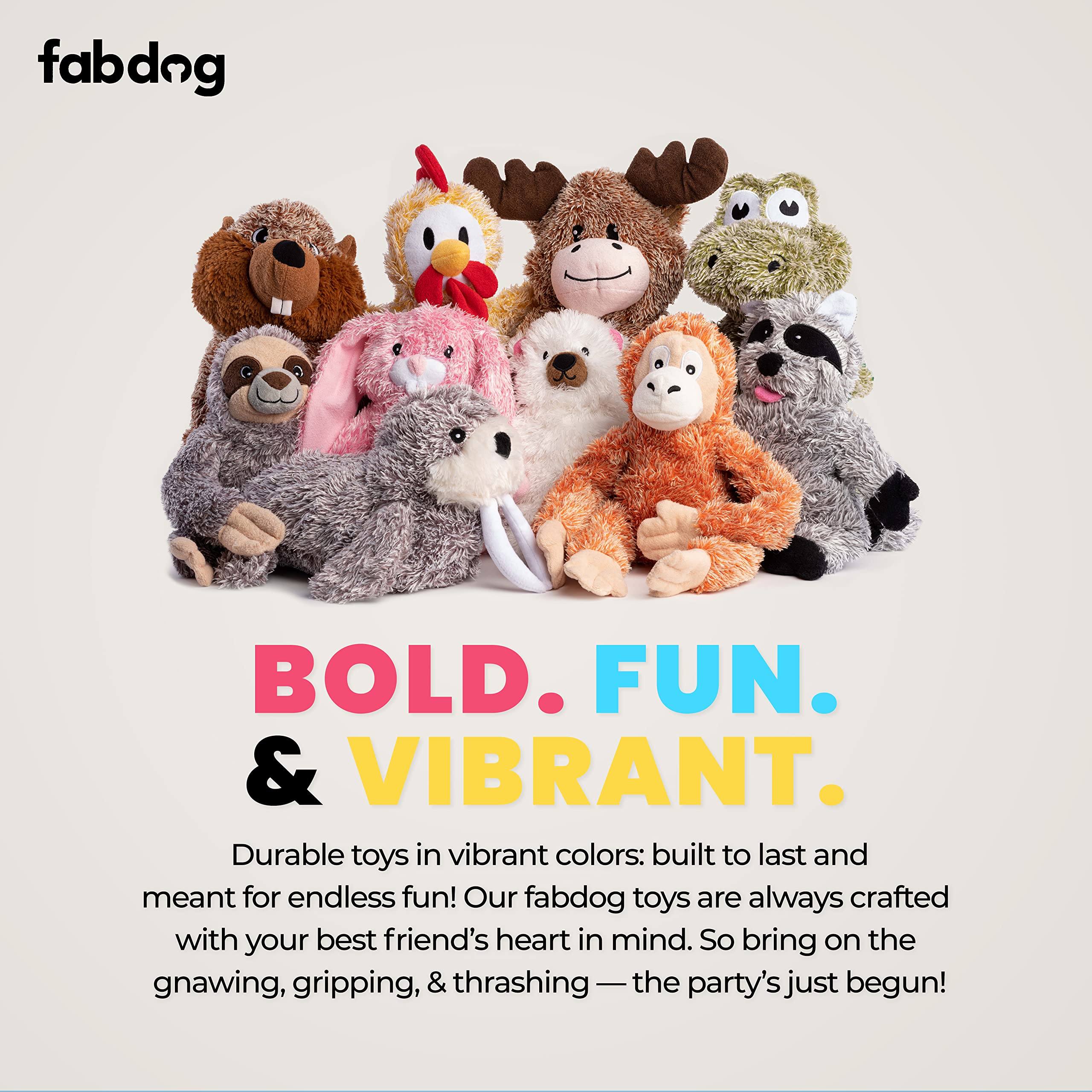 FabDog Fluffies Squeaky Plush Dog Toys for Small & Large Breeds - Cute Alligator-Themed Puppy Chew Toy with Fun Squeaker - Durable Nylon Pet Toy for Playtime & Training - Perfect Gift for Dog Lovers | Indoor & Outdoor Use for Fetch, Tug-of-War & Cuddling