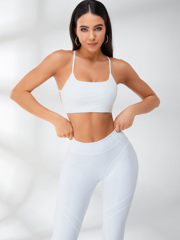 ZASUWA Women's Sexy Push Up Tracksuit - Cross Back Design, Juicy White Color for Gym, Workout & Casual Wear