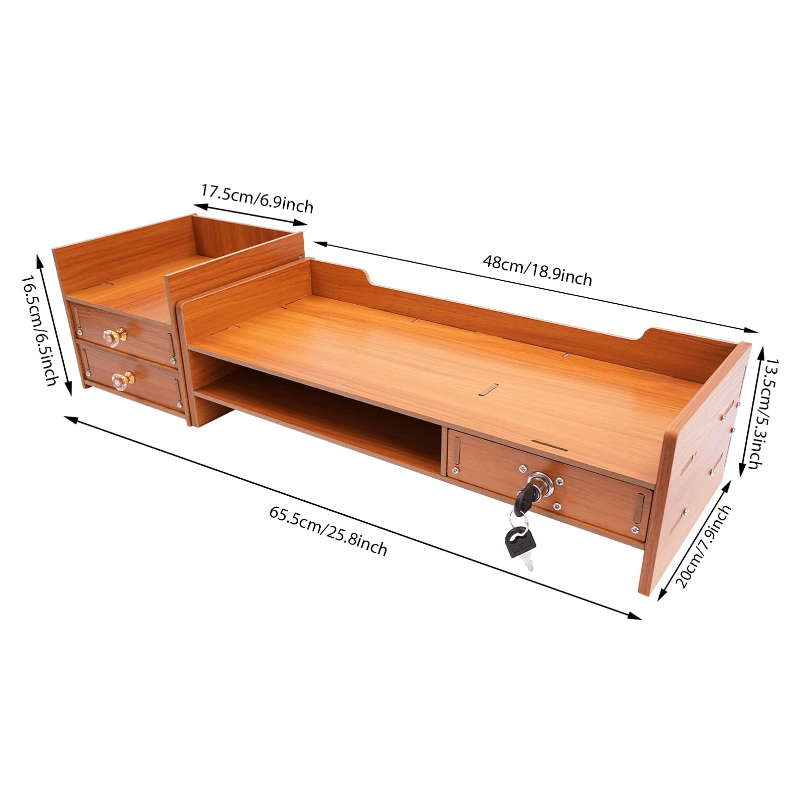 Ergonomic Wooden Monitor Stand with 3 Drawers - Adjustable Desk Riser for Computer Screens, Home Office Storage Shelf & Workspace Organizer - Perfect for Dual Monitor Setup, Gaming & Remote Work Accessories