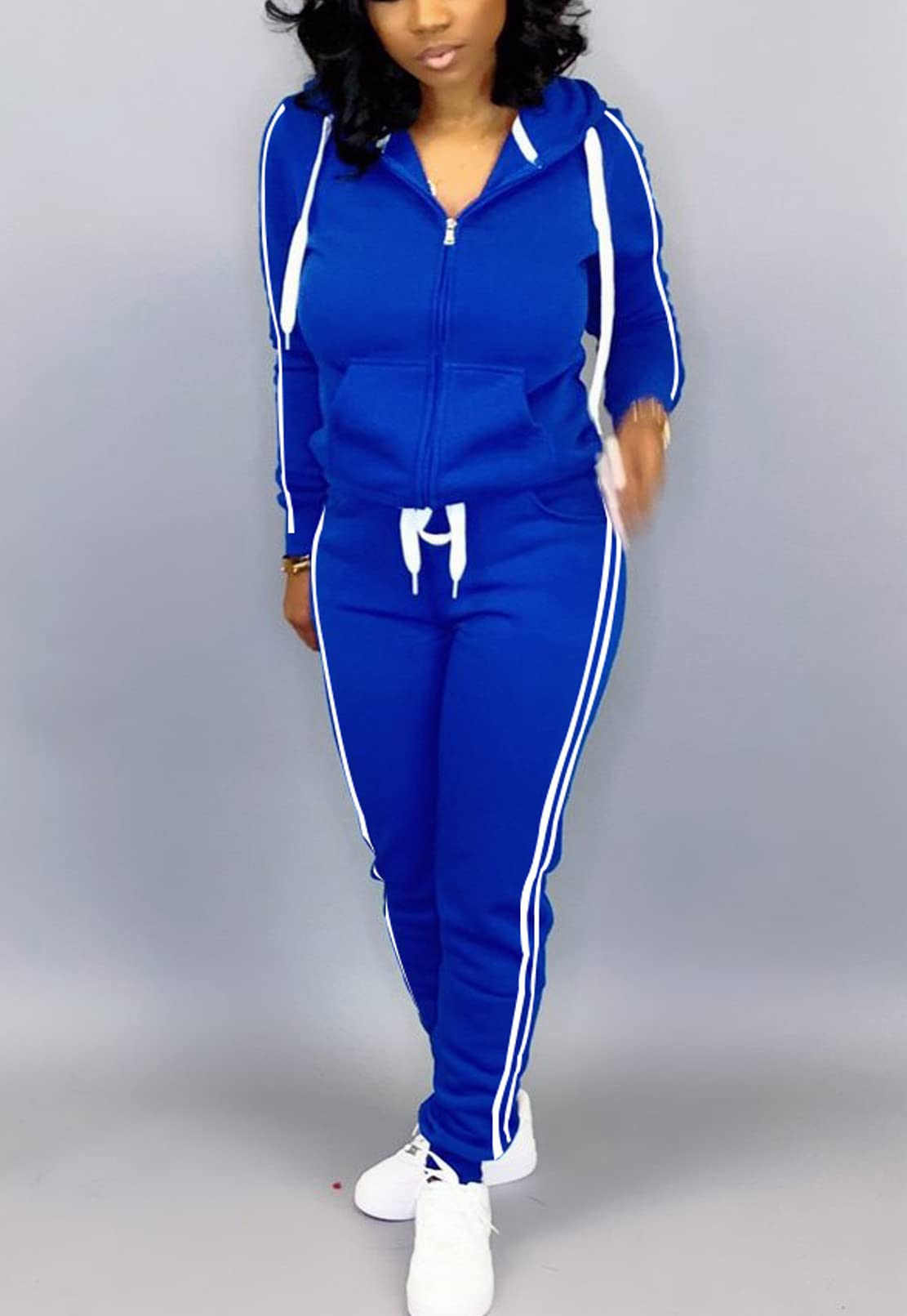 Mrskoala Women's 2-Piece Tracksuit Set - Soft Jogging Suit with Pockets for Workout, Running & Lounge - Blue (Size M) | Perfect for Gym, Yoga, Travel & Casual Wear