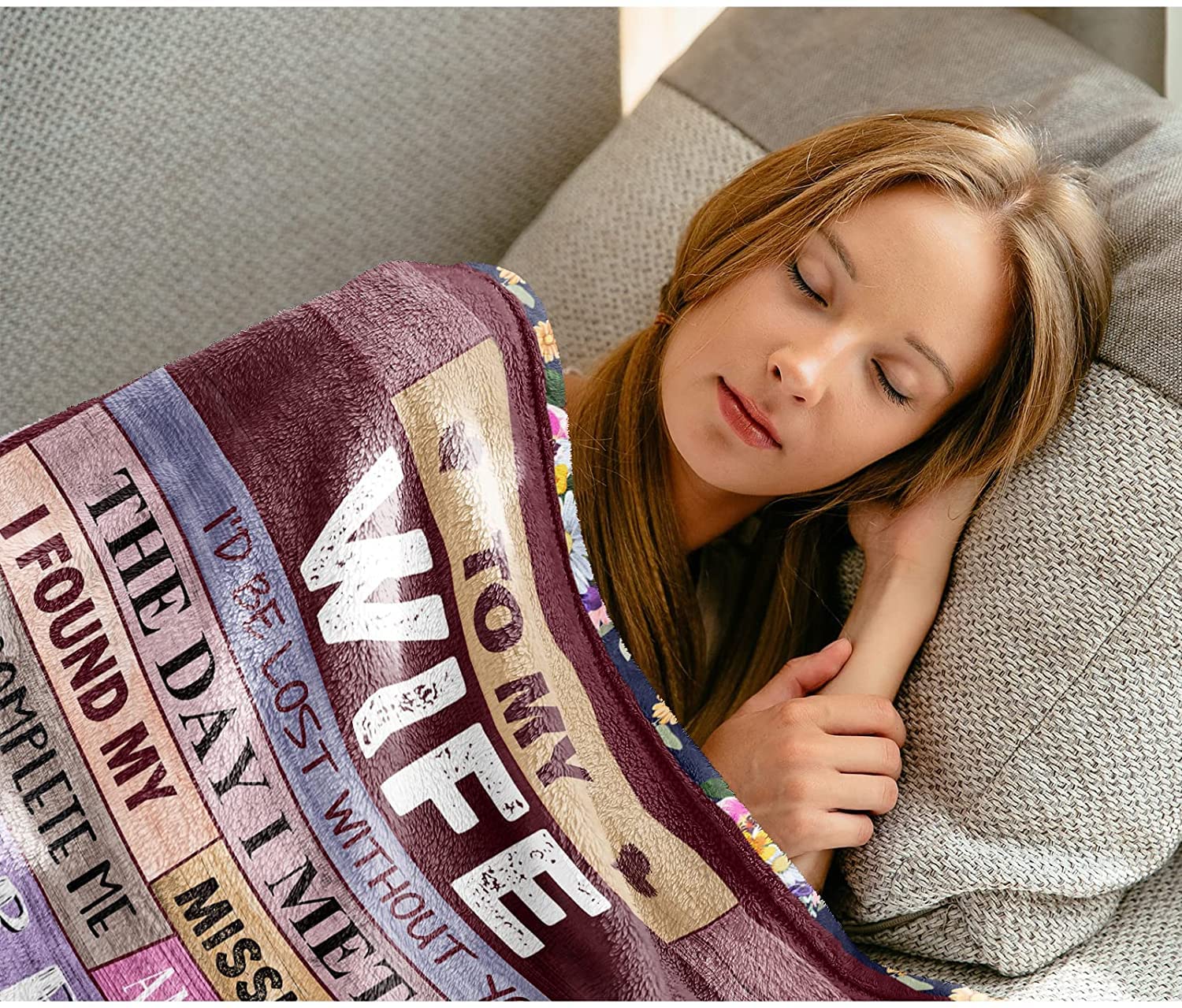 Romantic Anniversary Birthday Gift for Wife - Soft 80x60in Blanket for Her - Perfect for Valentine's Day, Mother's Day, Christmas - Thoughtful Wedding Gift from Husband with 'I Love You' Design - Cozy Home Decor for Couples & Special Occasions