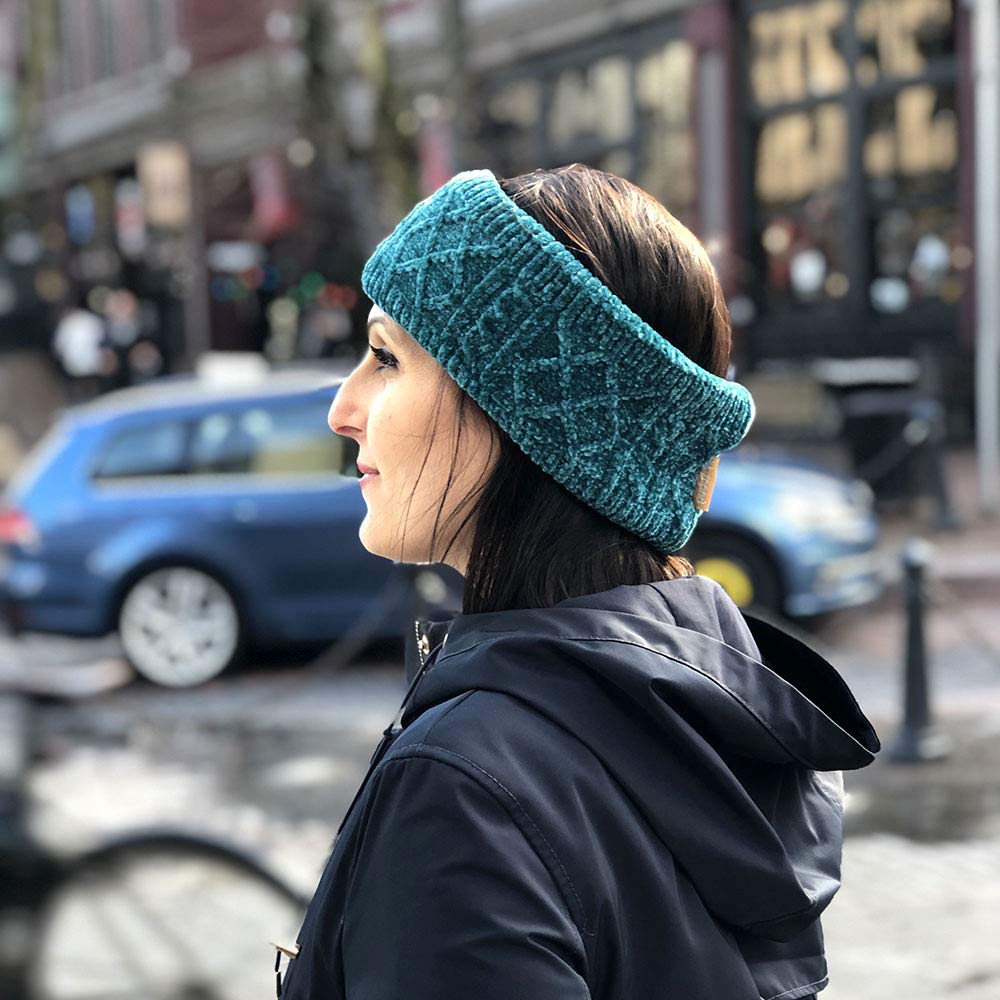 Pudus Vegan Winter Headbands for Women - Soft Stretch Ear Warmer Headwrap with Warm Faux Fur Fleece Lining - Cozy Winter Accessories for Outdoor Activities, Skiing, Running & Daily Wear