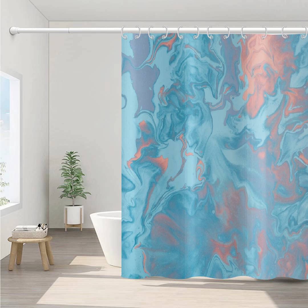 Luxury Blue Water Ripple Shower Curtain with Unique Pattern Design - Easy Care, Includes 12 Hooks for Bathroom Decor | Perfect for Modern & Spa-Inspired Bathrooms