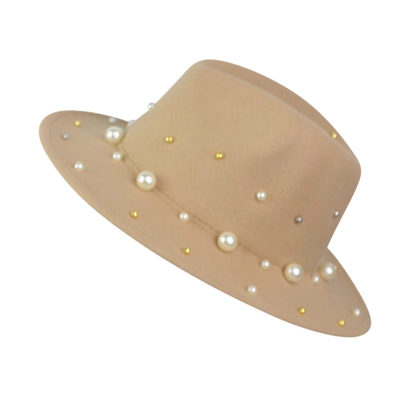 Stylish Tuplbcv Pearl Embellished Ladies Fashion Panama Hat - Handmade Fedora & Baseball Cap with LED Lights for Women | Perfect for Summer Beach Outfits, Outdoor Concerts, and Evening Parties