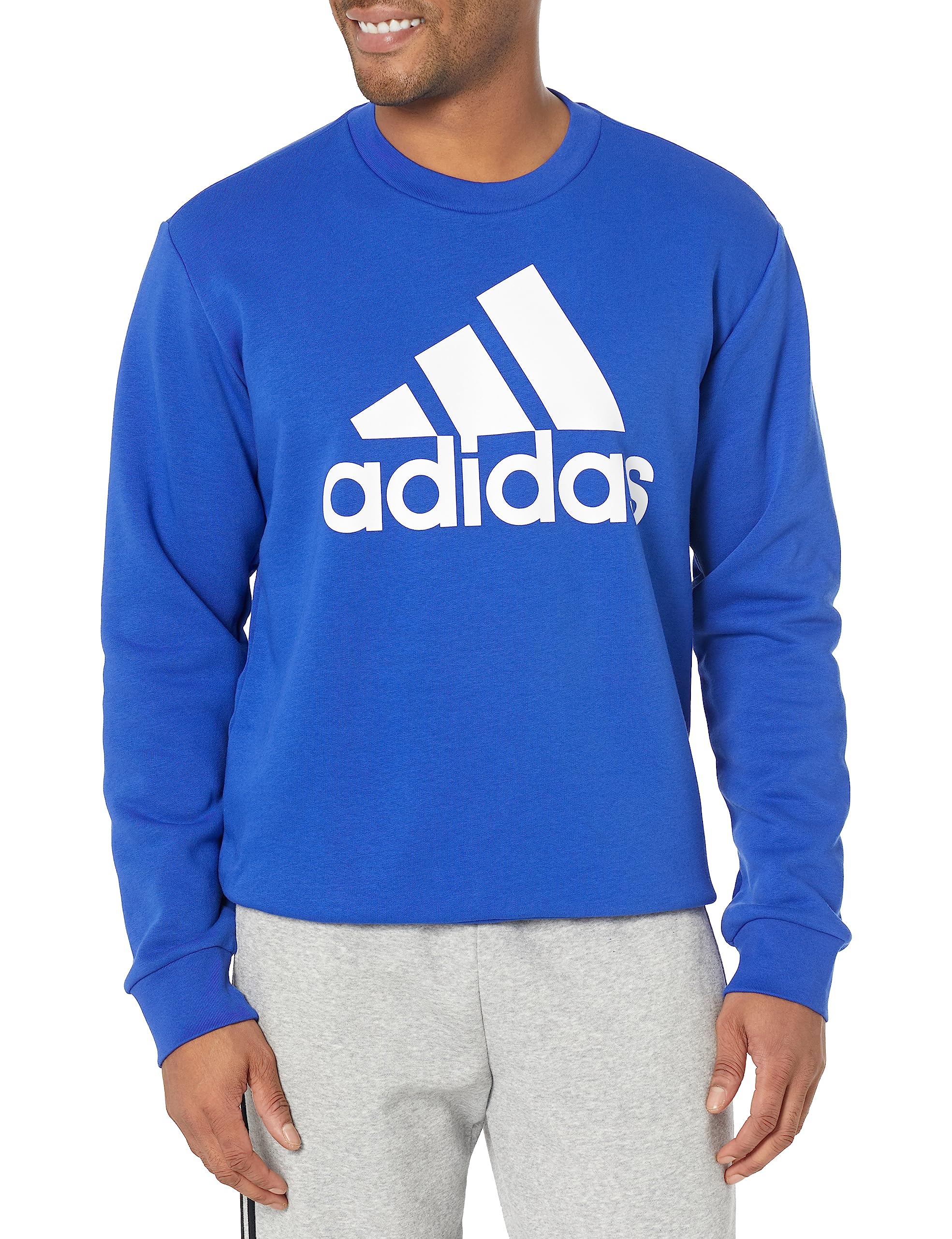 Adidas Men's Essentials Big Logo Fleece Sweatshirt - Comfortable Pullover Hoodie for Casual Wear, Gym & Street Style | Warm Winter Clothing for Men
