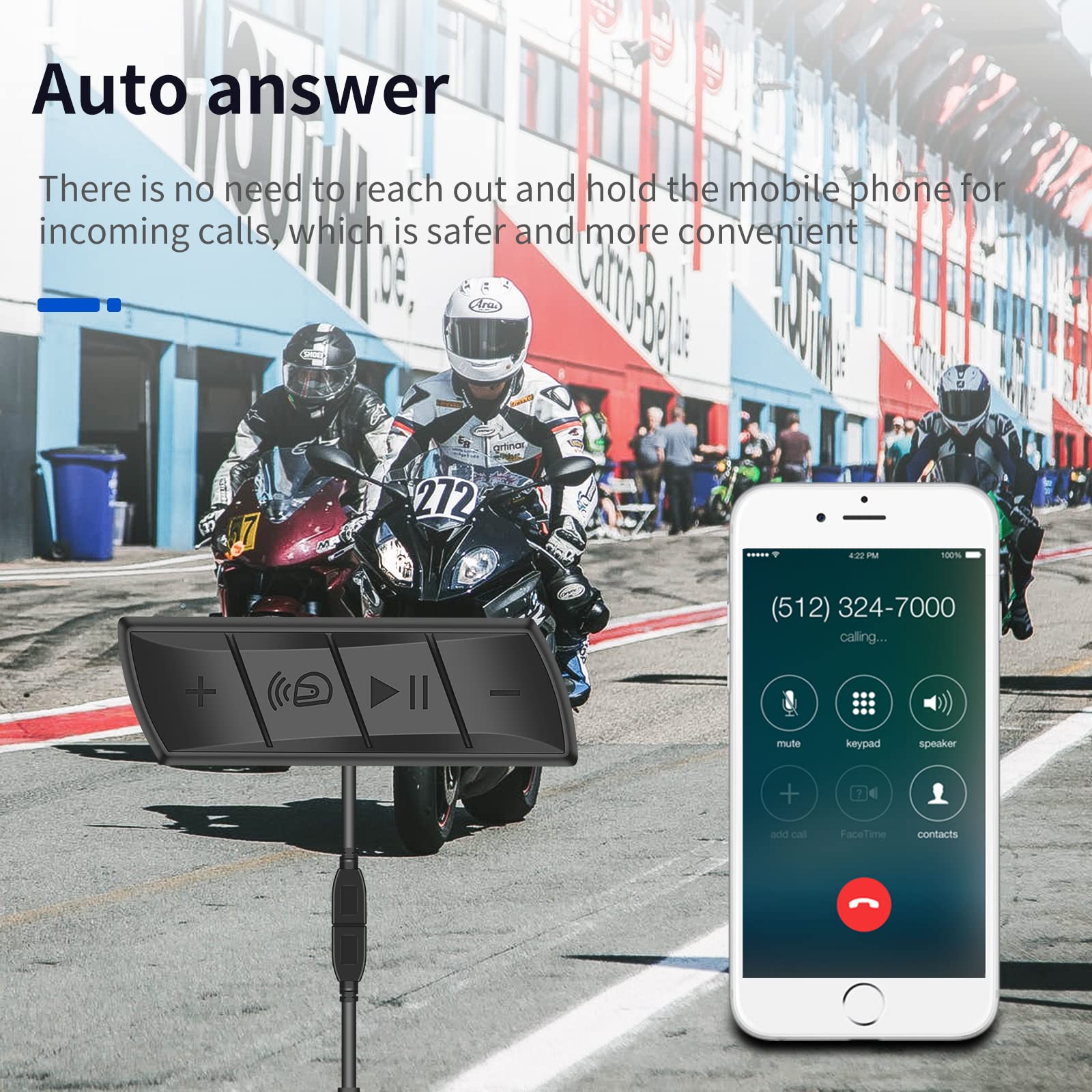 VR-robot M7 Bluetooth Motorcycle Helmet Headset - Waterproof, Noise Cancelling, 18H Playtime & 360H Standby - Hands-Free Calling, FM Radio, Siri Compatible - Perfect for Commuting, Road Trips & Motorcycle Adventures
