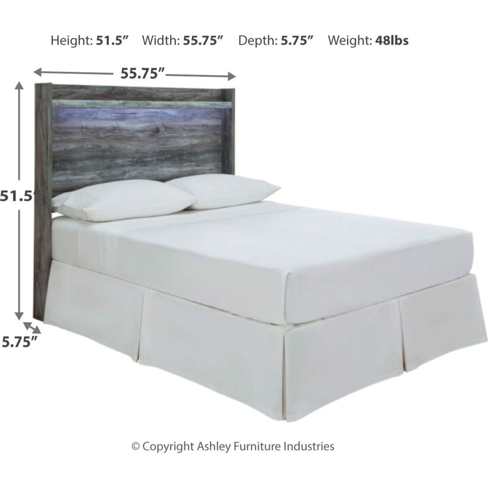 Baystorm Full Panel Headboard - Queen Size Upholstered Bed Headboard in Gray - Perfect for Master Bedroom, Guest Room & Apartment Decor