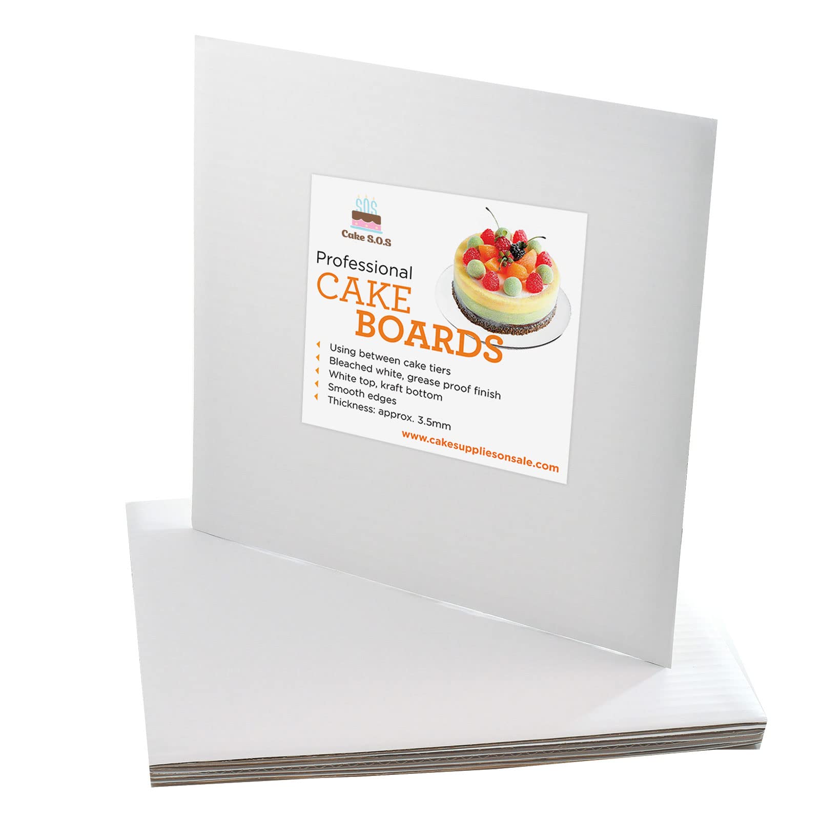8 Inch White Square Coated Cake Board - Waxed Greaseproof Disposable Cardboard Cake Circle Base (25 Pack) for Birthday, Wedding & Dessert Display