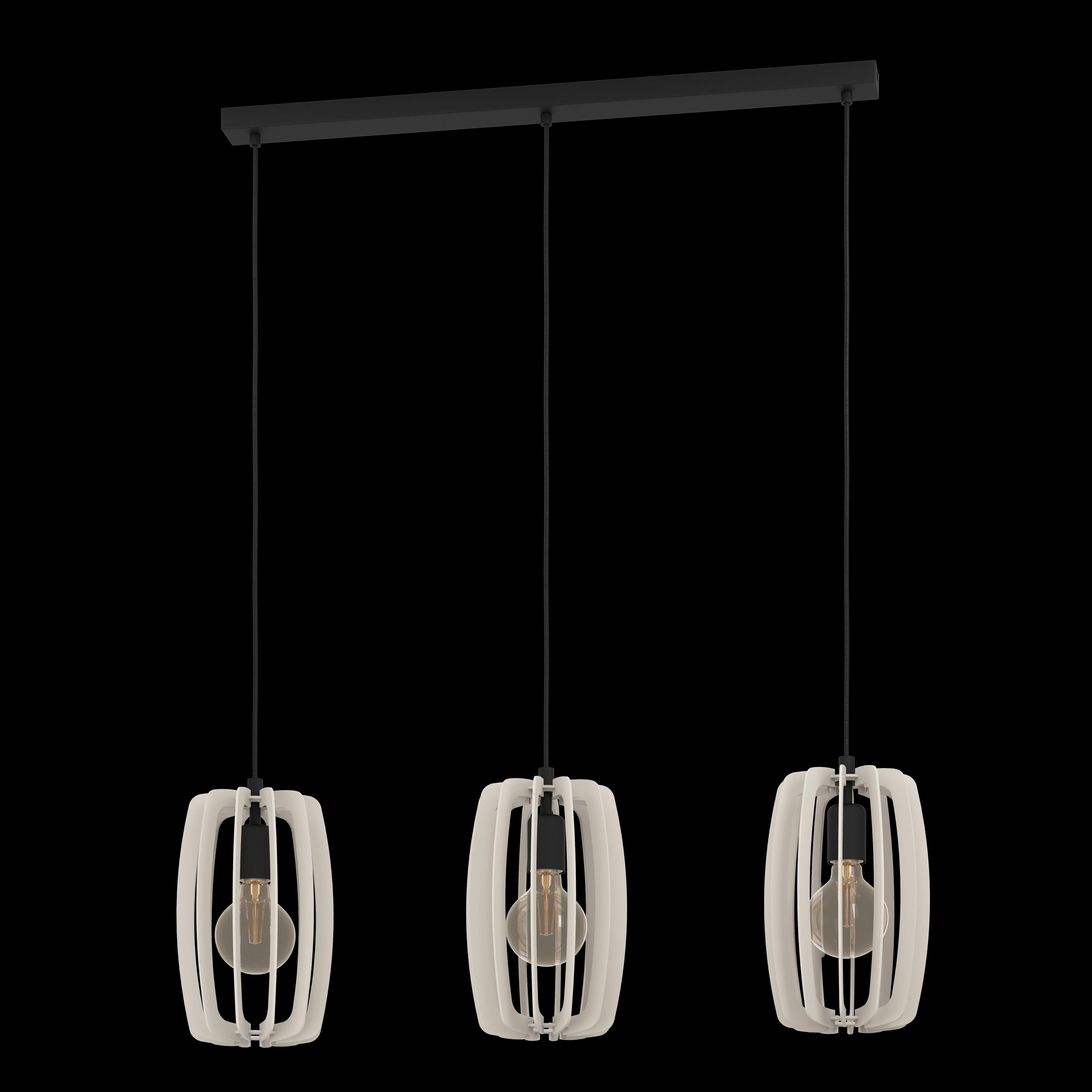 Eglo Bajazzara 3-Light Modern Wood Ceiling Pendant Lamp - Grey Wooden Segments Design for Dining Room, Kitchen Island or Living Room Lighting