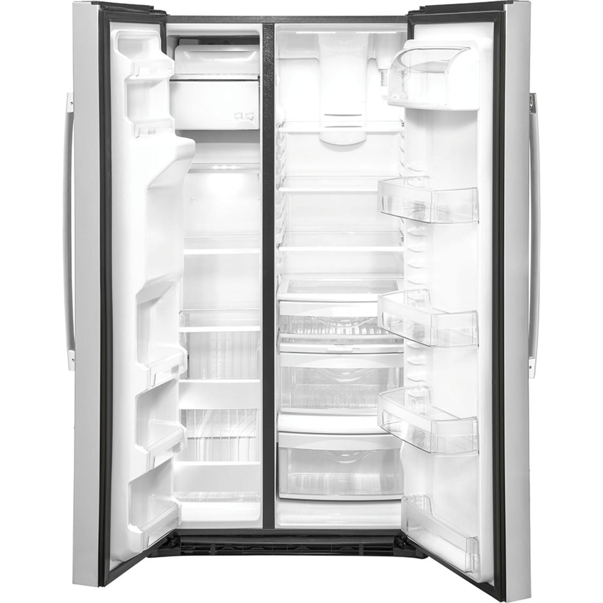 GE 25.1 Cu. Ft. Side By Side Refrigerator in Stainless Steel - GSS25IYNFS | Energy Efficient French Door Fridge with Spacious Interior for Modern Kitchen & Family Use