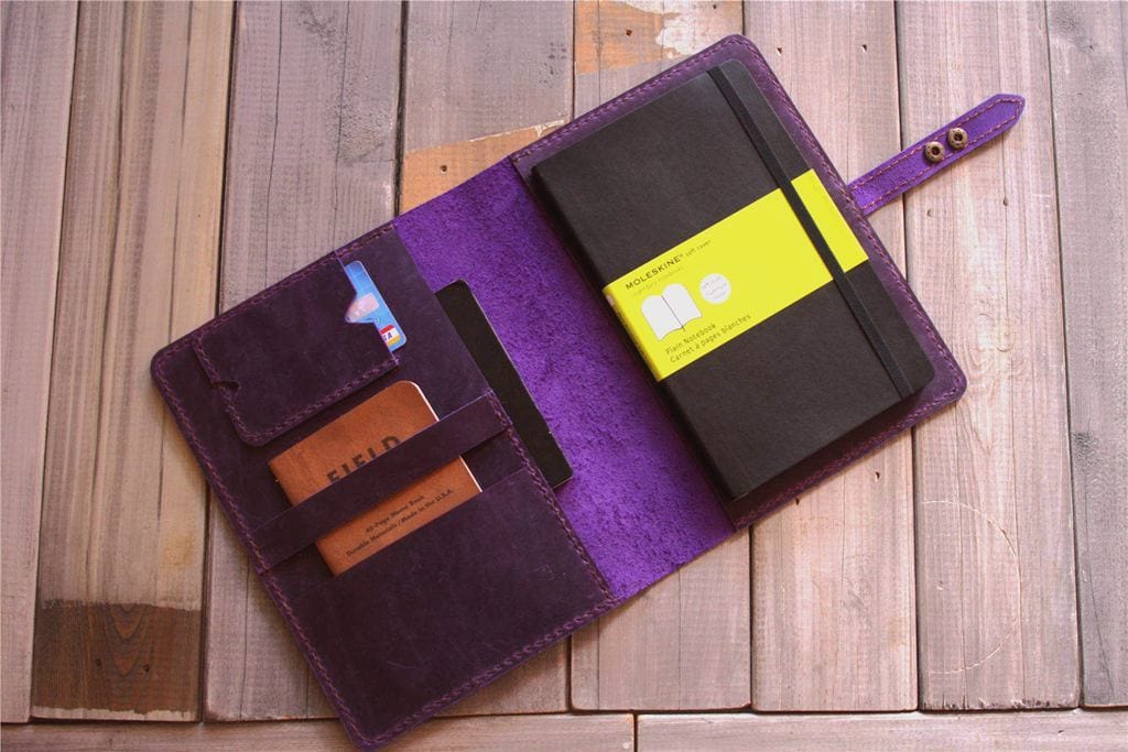 Premium Custom Leather Moleskine Notebook Cover - Handmade Genuine Leather Journal Case for Moleskine Large/Small Notebooks - Perfect for Business, Travel & Gift Giving