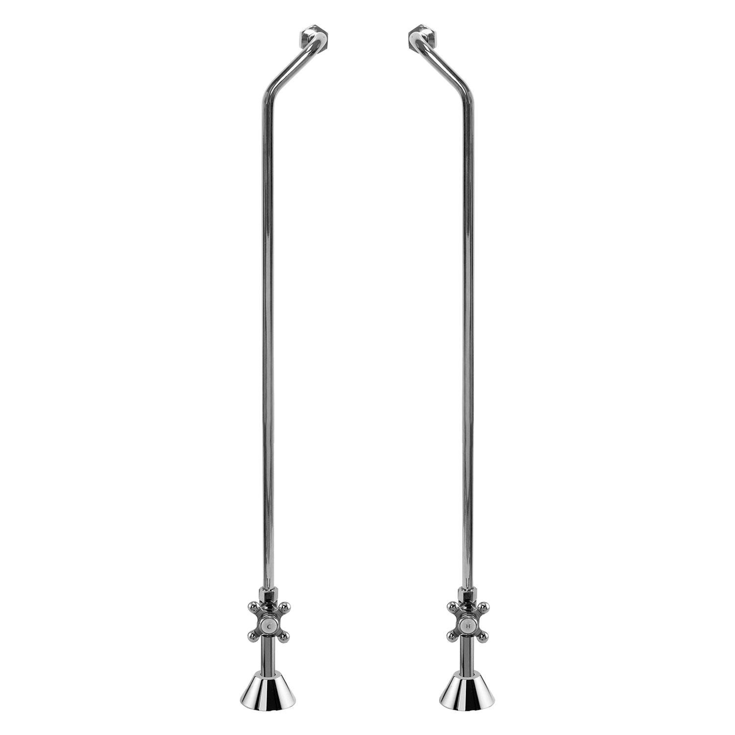 Signature Hardware 139887 Freestanding Offset Tub Supply Lines with Cross Handle Shutoff Valves - Chrome Finish for Copper Pipes - Perfect for Bathroom Renovations & Plumbing Upgrades