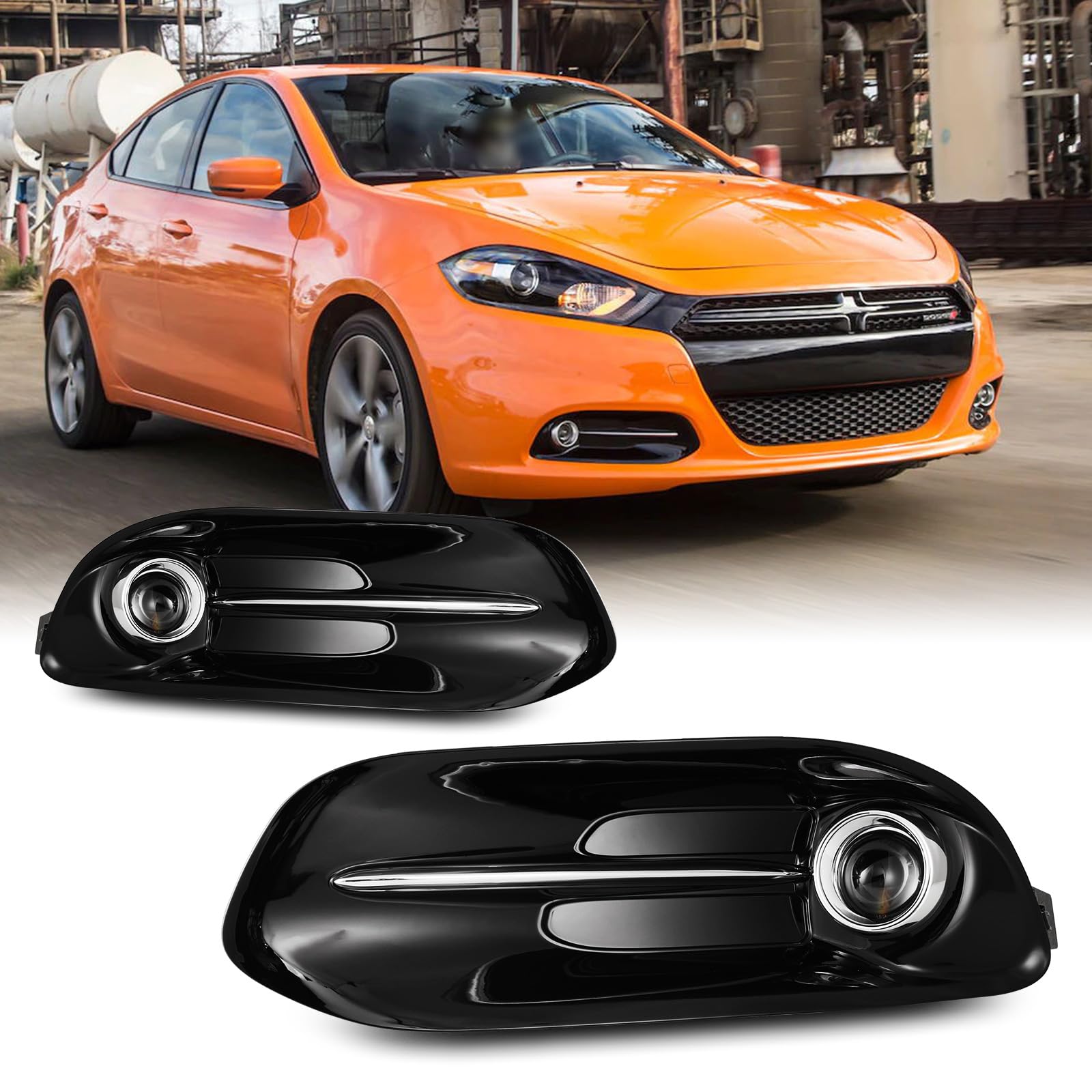 H11 12V 55W Fog Lights Kit for Dodge Dart 2013-2016 - Clear Glass Lens Fog Lamps with Wiring Harness & Switch Included (1 Pair) - Perfect for Night Driving & Bad Weather Visibility