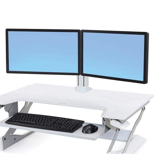 Ergotron WorkFit Dual Monitor Stand Kit - Adjustable Height, Tilt & Swivel for 2 Screens, White - Perfect for Home Office & Workspace Setup