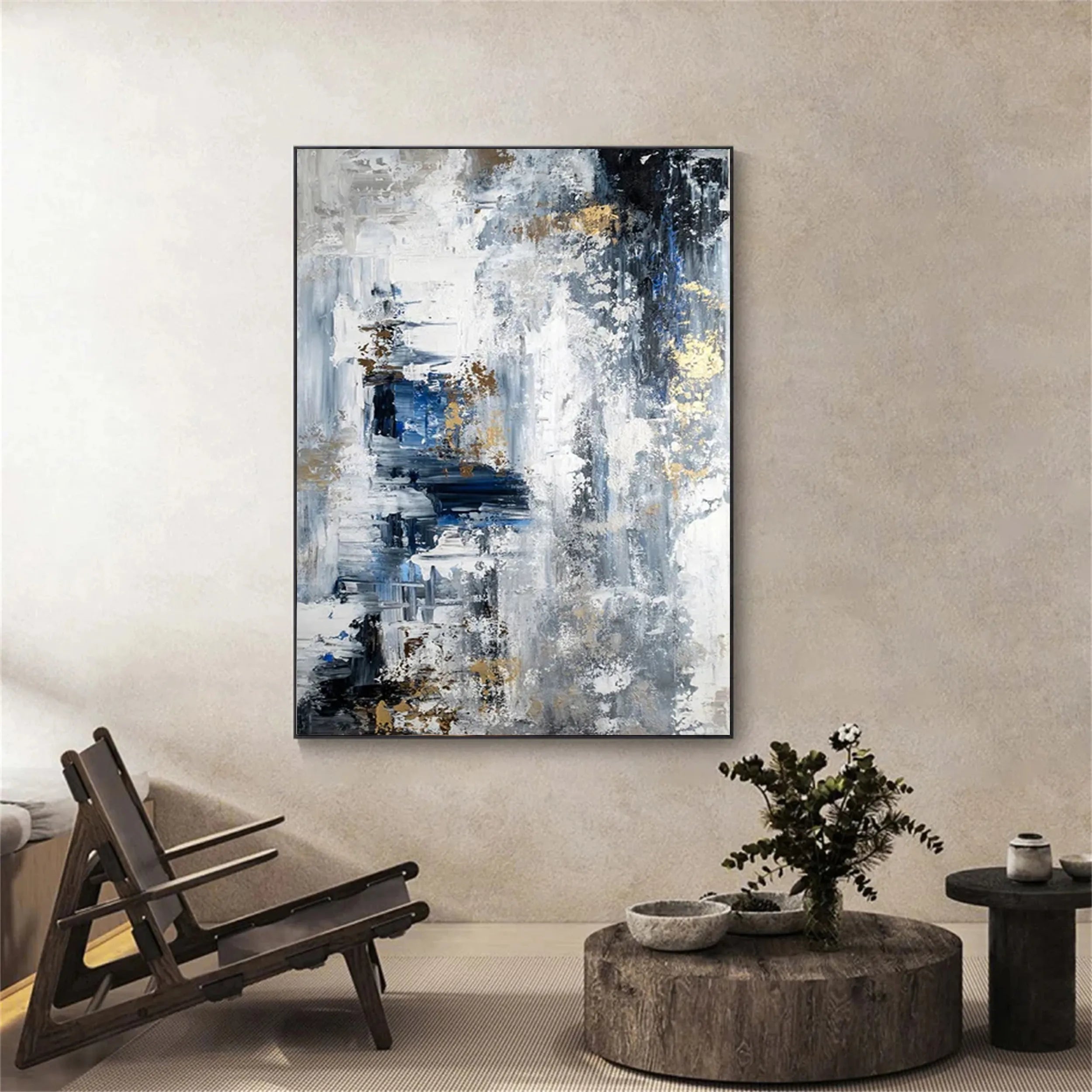 Blue & Green Abstract Wall Art Canvas Print #BG075 - Modern Home Decor for Living Room, Bedroom & Office