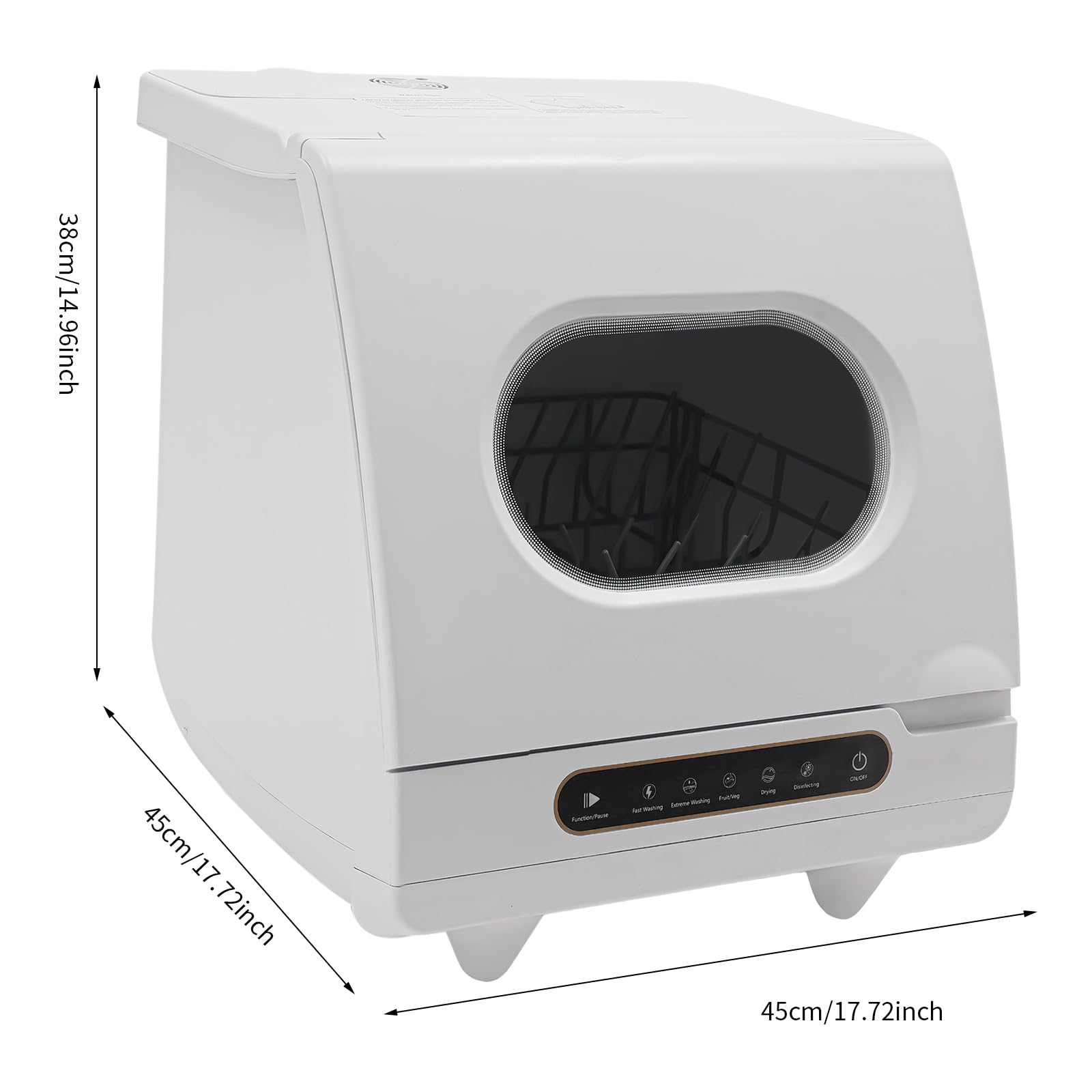 1200W Portable Countertop Dishwasher - Compact Automatic Dishwashing Machine with 5 Wash Programs, Water Lift & Drain System | Perfect for Small Kitchens, Apartments, RVs & Dorm Rooms | Cleans, Purifies & Stores Dishes (15.7x15.7x17.7 Inches)