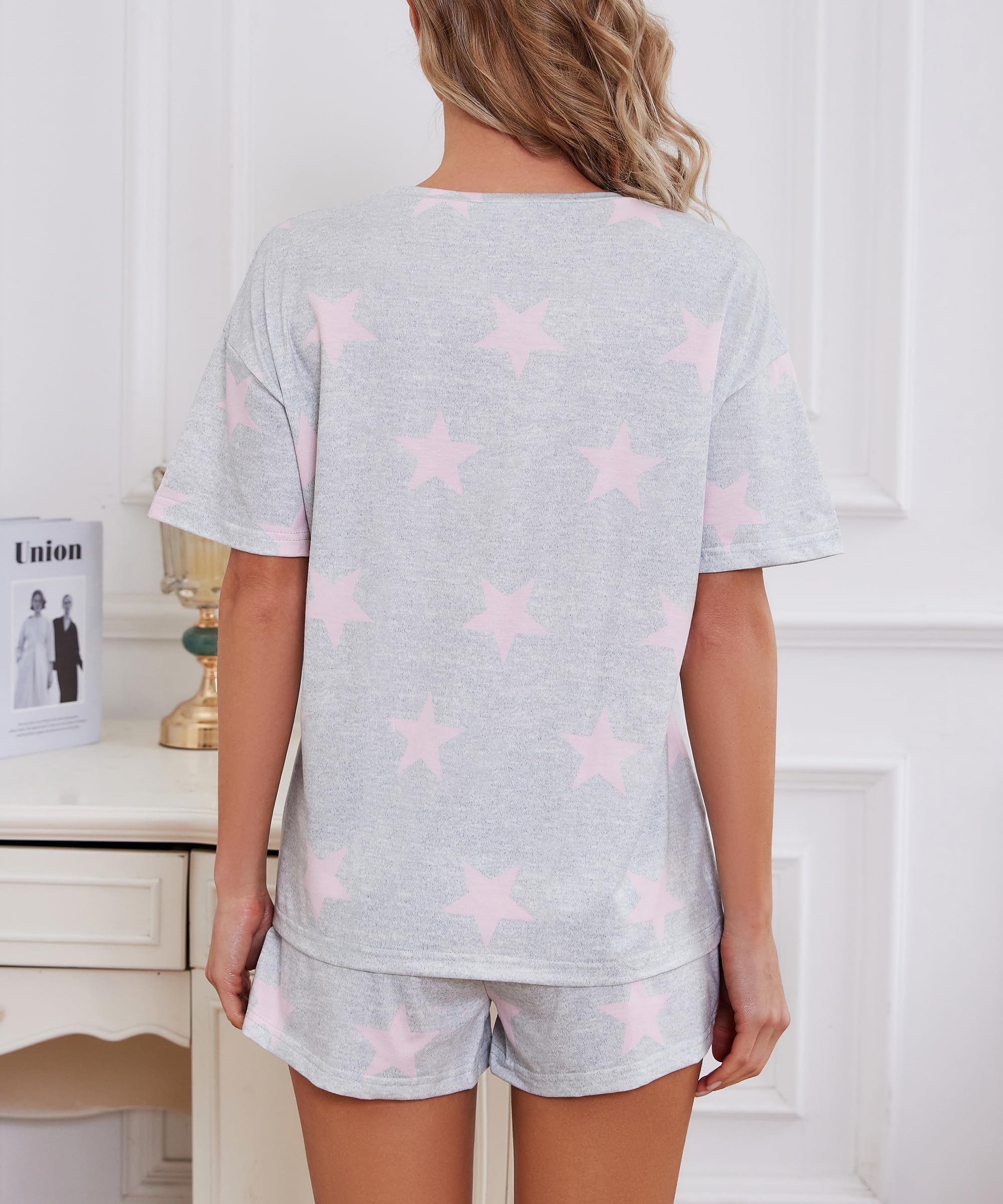 Women's Soft Cotton Pajama Set with Pockets - Short Sleeve Sleepwear & Lounge Outfit for Women - Perfect for Sleepovers, Relaxing at Home, and Cozy Nights
