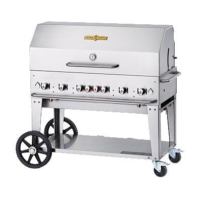 Crown Verity CV MCB 48RDP NG 48-Inch Commercial Mobile BBQ Grill & Charbroiler - Natural Gas - Perfect for Outdoor Catering, Food Trucks, and Restaurant Patios
