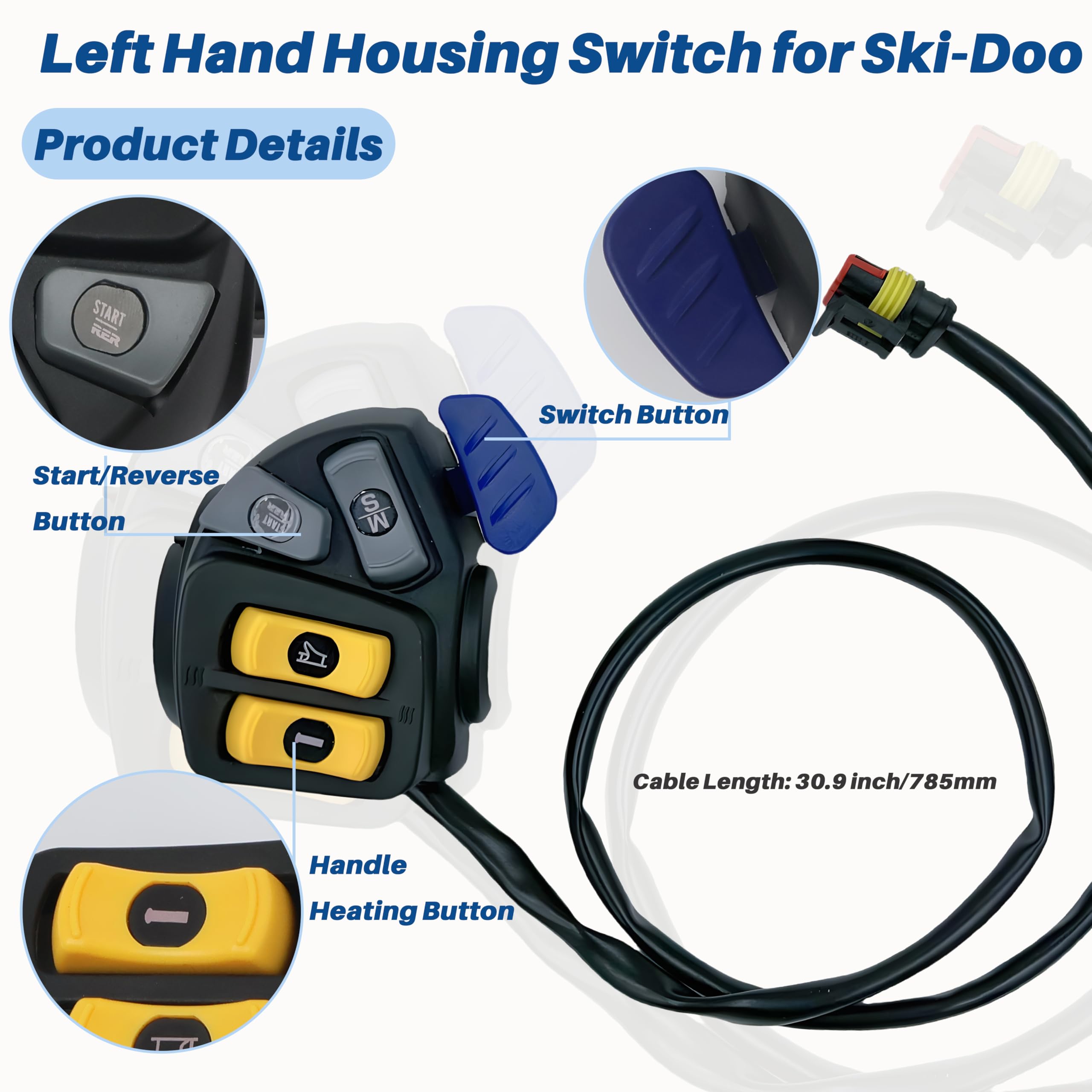 Ski-Doo Left Hand Housing Switch Replacement - Compatible with GSX, Renegade, MXZ, Summit, Expedition & Grand Touring Models (Part #515177509) - Handlebar Control Switch for Light & Warmer Functions - Ideal for Snowmobile Maintenance & Winter Riding
