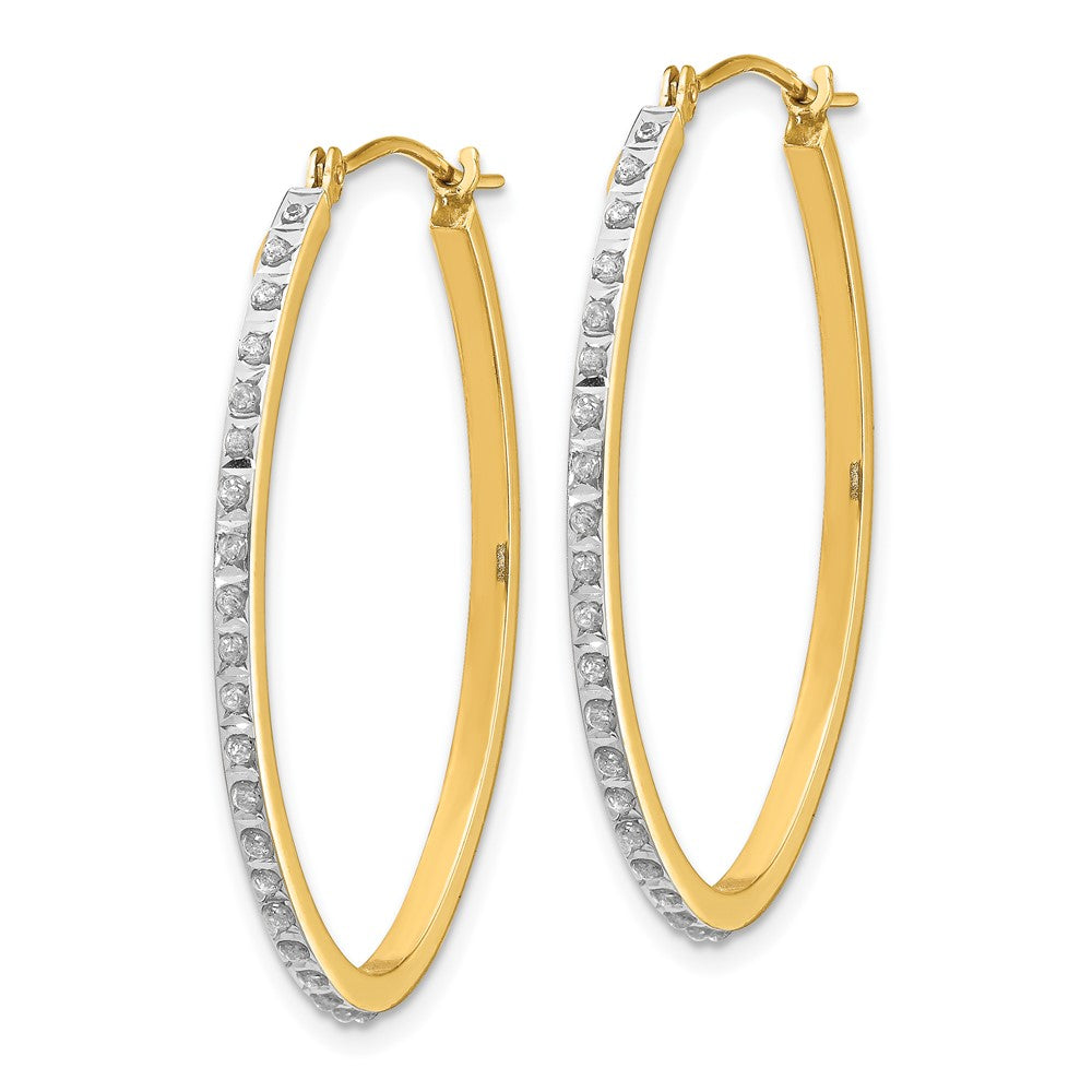 14K Gold Diamond Hinged Oval Hoop Earrings - Elegant & Timeless Jewelry for Women | Perfect for Weddings, Parties & Everyday Wear (Model DF110)