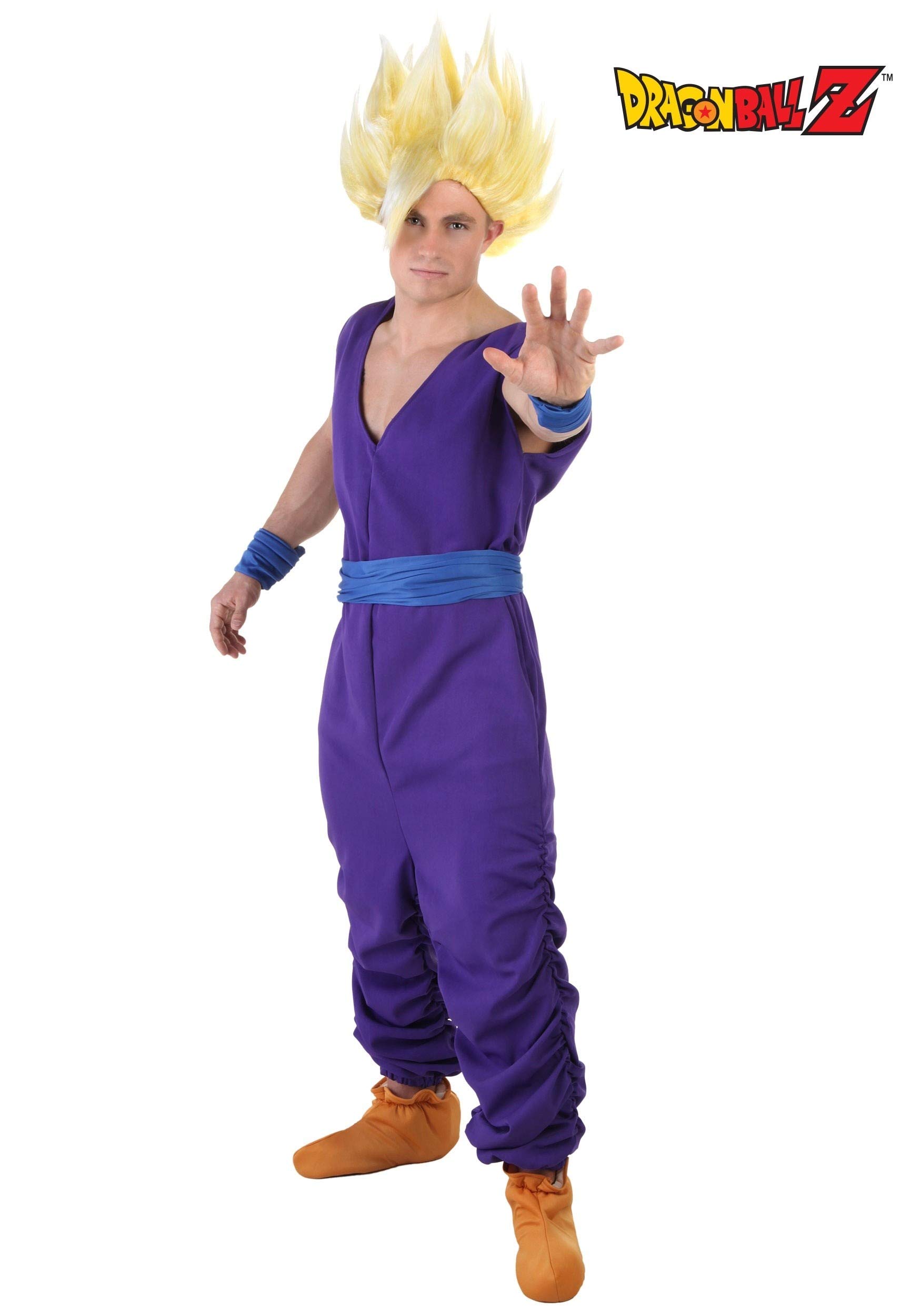 Dragon Ball Z Gohan Super Saiyan Adult Cosplay Costume - Official Licensed Anime Outfit with Faux Leather Boot Covers - Medium Size Purple - Perfect for Halloween, Comic Con & Anime Conventions