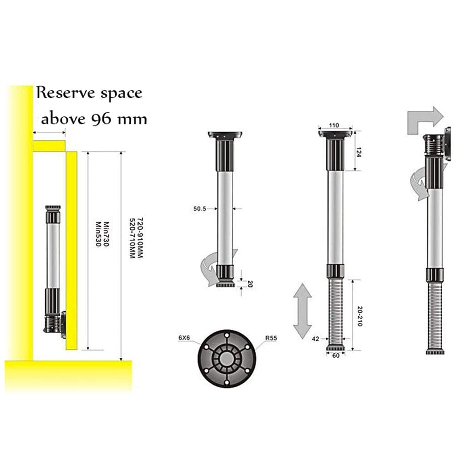 EEUK Telescoping Table Legs Rv - Adjustable Aluminum Alloy Foldable Dining Table Legs, DIY Furniture Replacement Legs for Dining Tables, Perfect for RV, Camping, and Outdoor Use