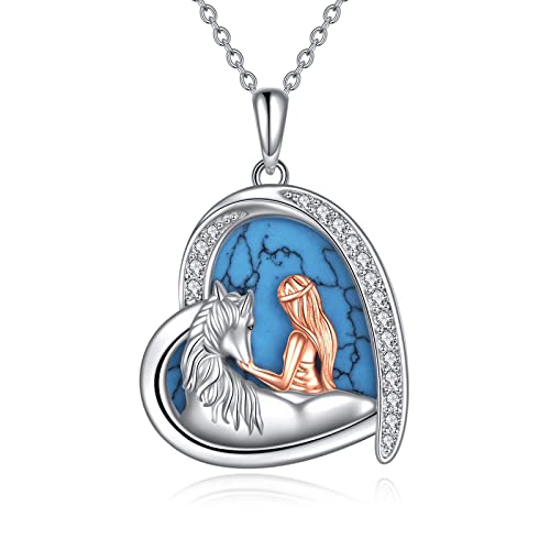 Silver and horse necklace with turquoise