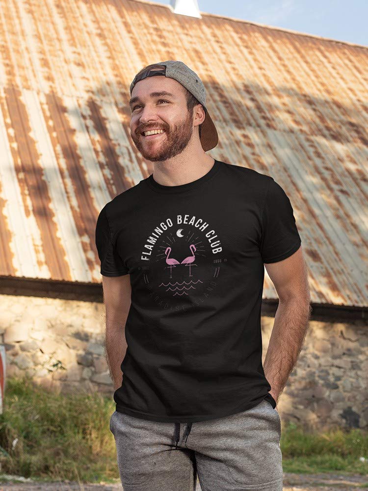 Flamingo Beach Club T-Shirt for Men | Soft Cotton Casual Tee | Perfect for Summer, Vacations & Beach Parties