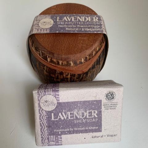 Fair Trade All Natural Moisturizing Lavender Shea Body Butter & Soap - Hydrating Skincare for Dry Skin, Perfect Gift for Women | Spa, Bath, Relaxation