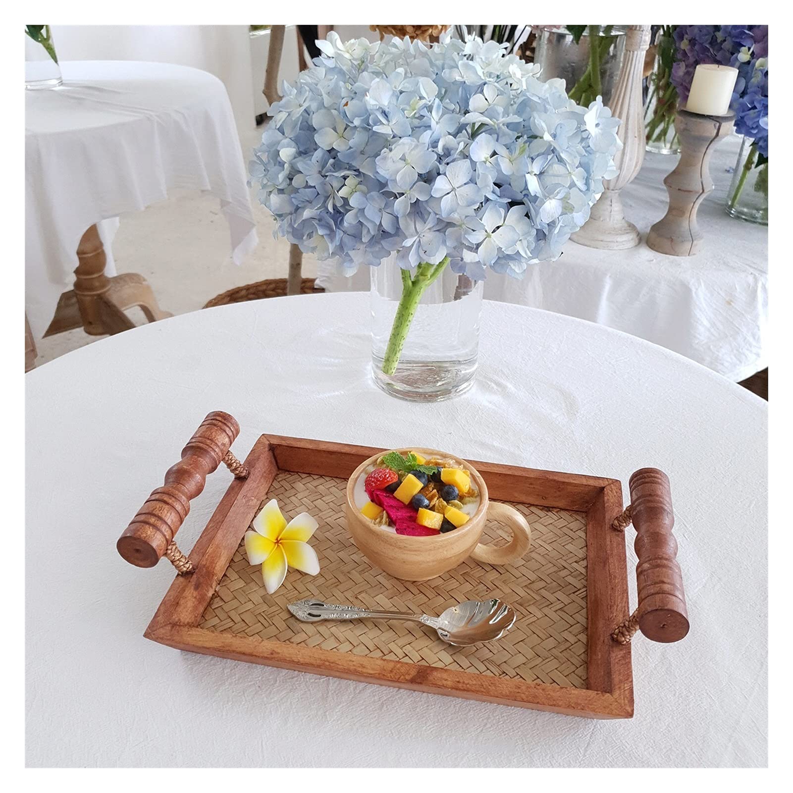 Wooden Decorative Serving Tray - Portable Snack & Cake Tray for Home, Restaurant, and Tea Service - Small Size - Perfect for Breakfast in Bed, Afternoon Tea, and Party Appetizers