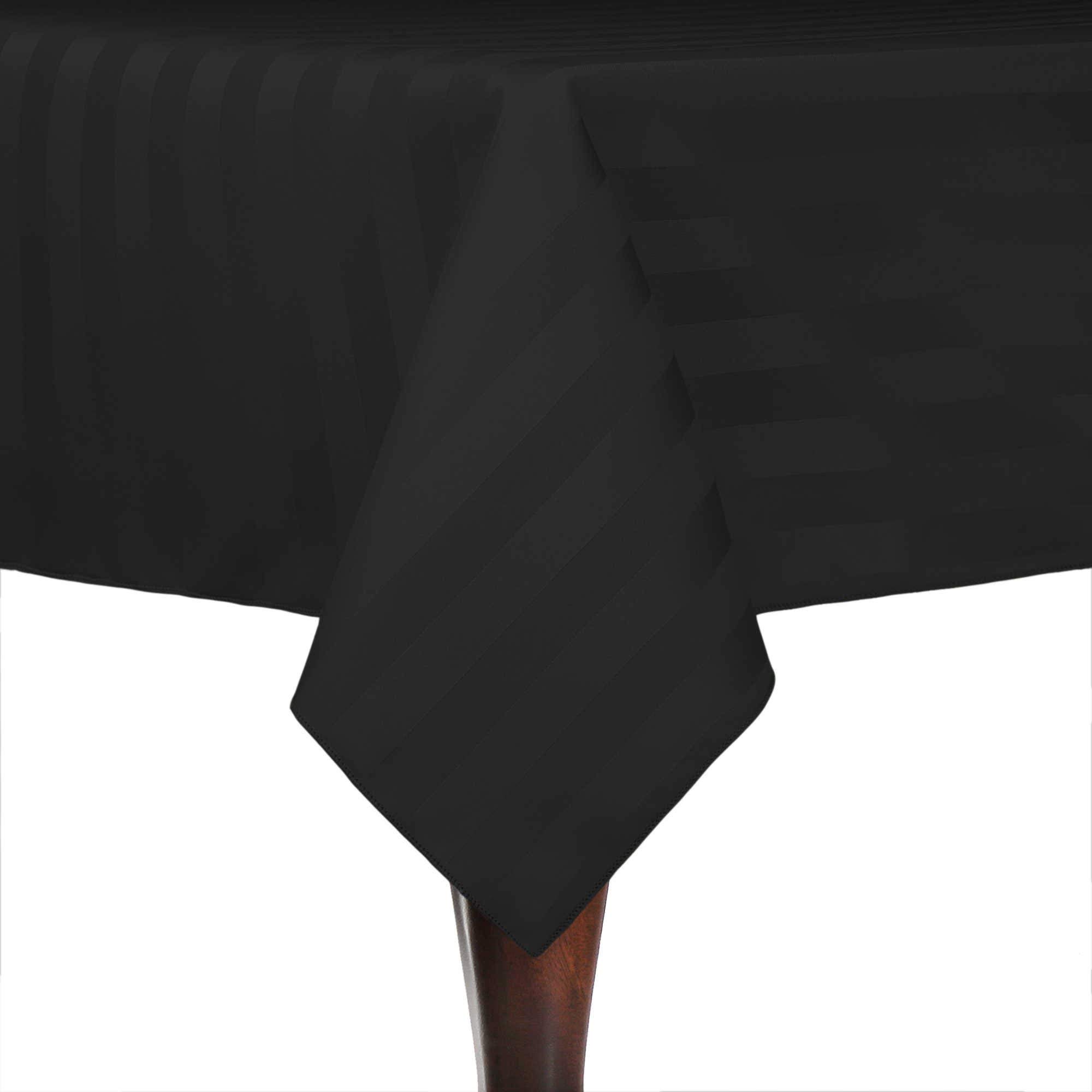 Black Satin-Stripe Tablecloth 72x120 Inch for Dining & Events