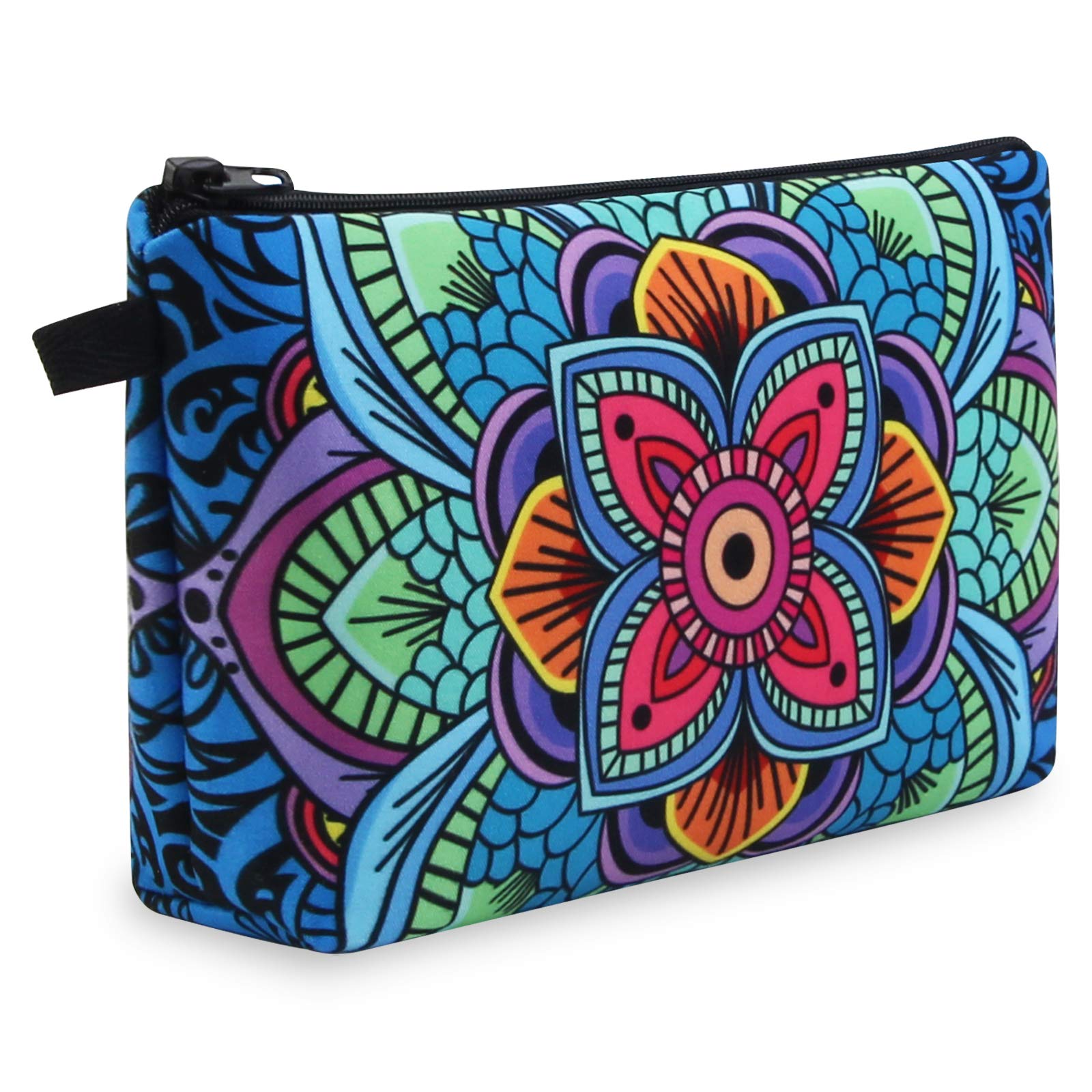 **MAGEFY Small Makeup Bag for Women - Waterproof Travel Cosmetic Pouch with Zipper, Portable Multifunctional Organizer (Dark Blue Floral, 1 Pack) - Perfect for Travel, Gym & Daily Essentials**