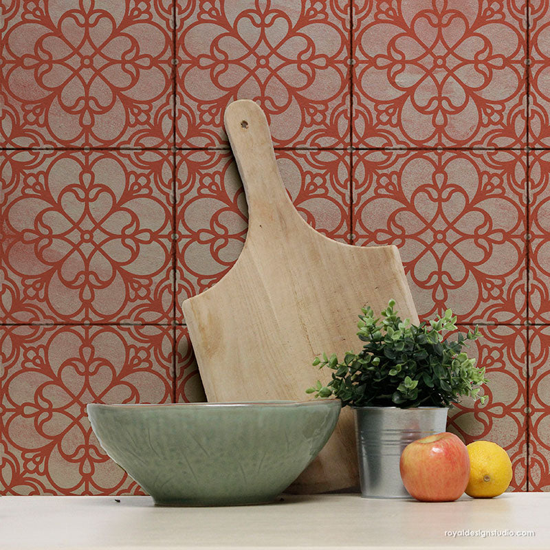 Estevan Tile Stencil - Reusable DIY Wall & Floor Stencils for Painting, Home Decor, Bathroom & Kitchen Renovation - Perfect for DIY Projects, Wall Art, and Custom Tile Designs