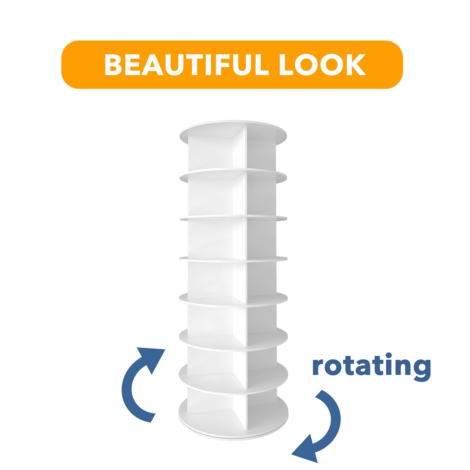 SpaceAid 7-Tier Rotating Shoe Rack Tower - 360° Spinning Shoe Storage Organizer for Closet, Handbags & Accessories | White Lazy Susan Carousel Display | Perfect for Small Spaces, Bedroom & Entryway Organization