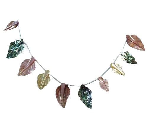 Hand Carved Abalone Pink and Golden Mother of Pearl Leaf Beads Strand - Jewelry Making Supplies for Necklaces, Bracelets & DIY Crafts - Perfect for Boho, Beach & Wedding Jewelry Designs