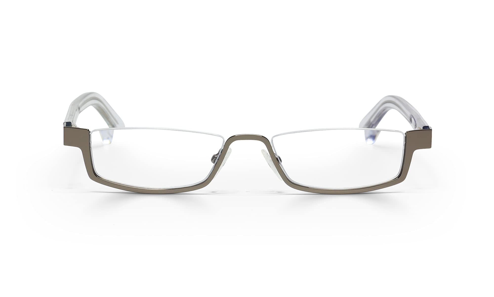 eyebobs Peek Performer Unisex Premium Reading Glasses - 1.75 Magnification, Shiny Gunmetal Frame with Clear Crystal Temples | Perfect for Reading, Computer Work & Everyday Use