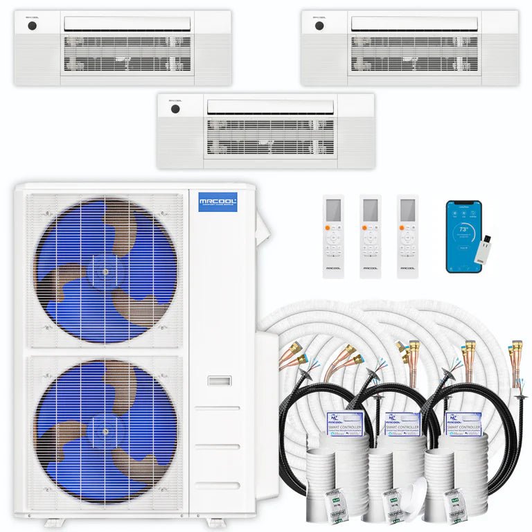 MRCOOL DIY 4th Gen 3 Zone 48,000 BTU 21 SEER Ductless Mini Split AC Heat Pump System with Ceiling Cassettes (18K+18K+18K) - Perfect for Home, Office & Garage Cooling & Heating