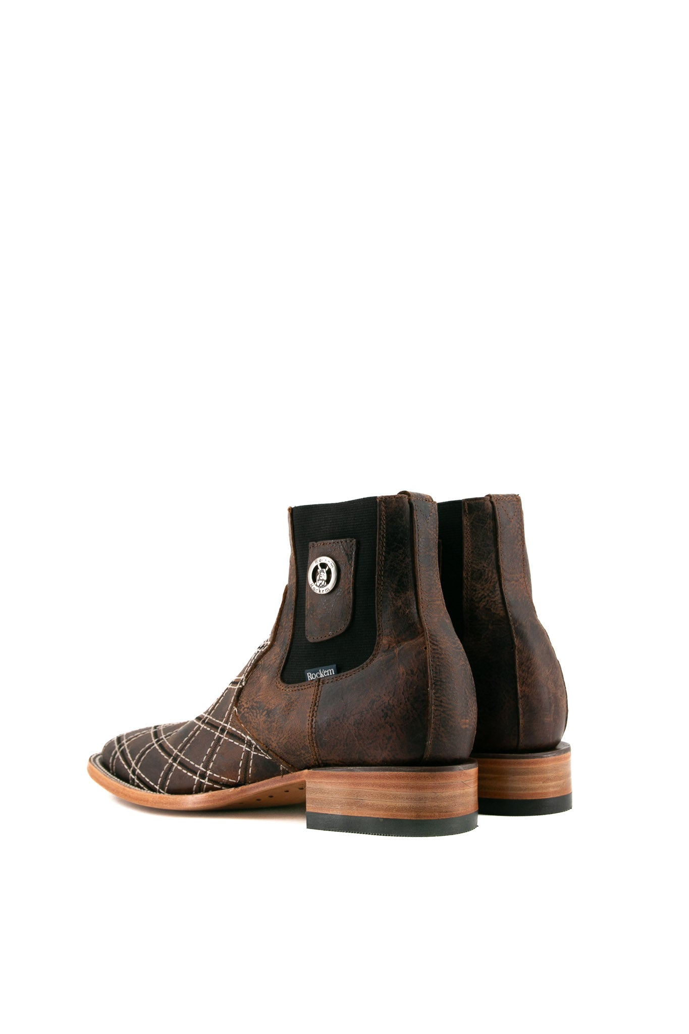 Men's Patchwork Square Toe Ankle Boots - Fashionable Cowboy Western Boots for Men - Perfect for Casual Wear, Country Music Festivals & Outdoor Adventures