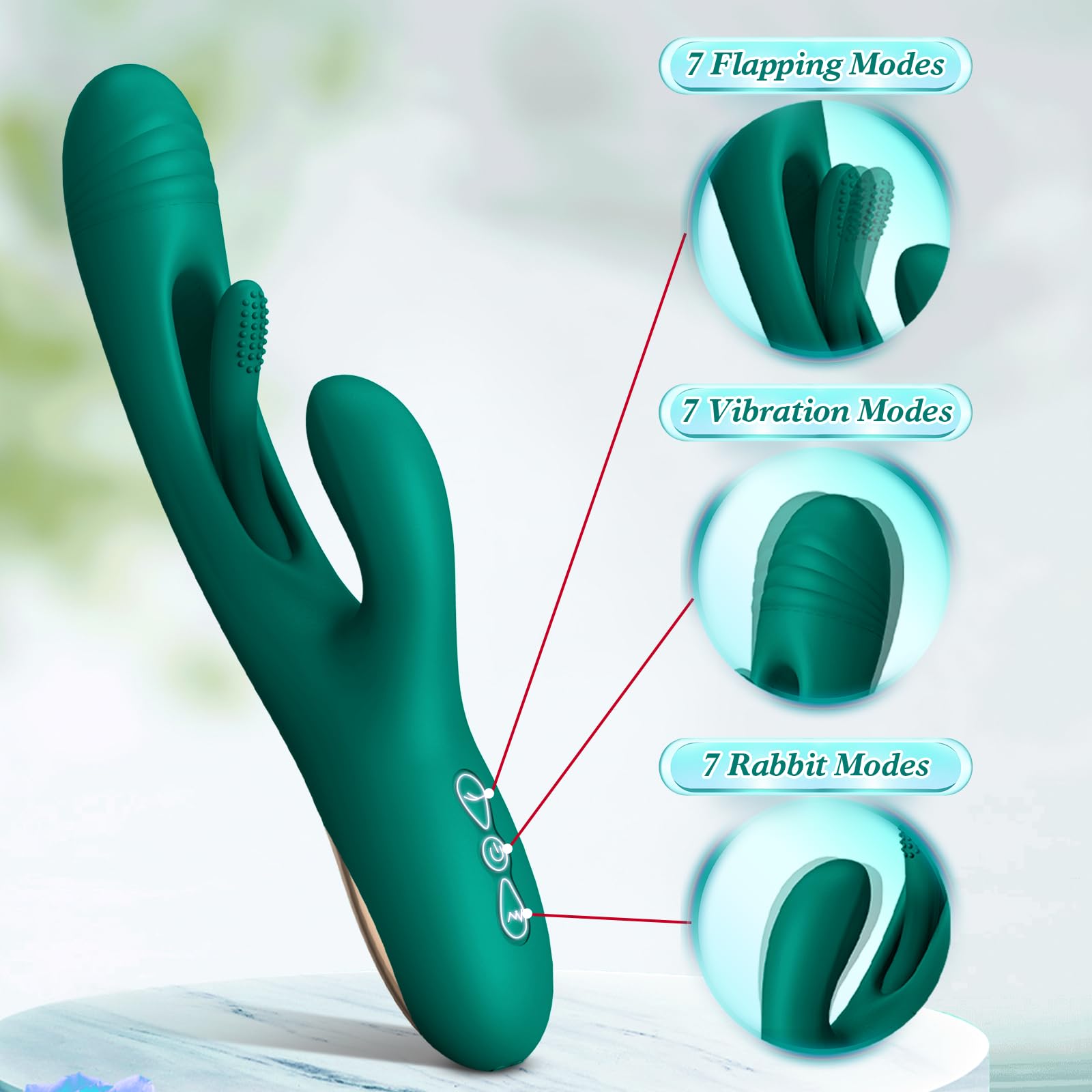 LOVENOTE 3-in-1 Rabbit Vibrator for Women - G Spot & Clitoral Stimulation with 14 Vibration Modes & 7 Tongue Licking Patterns, Adult Sex Toy for Couples Play & Solo Pleasure (Emerald Green)