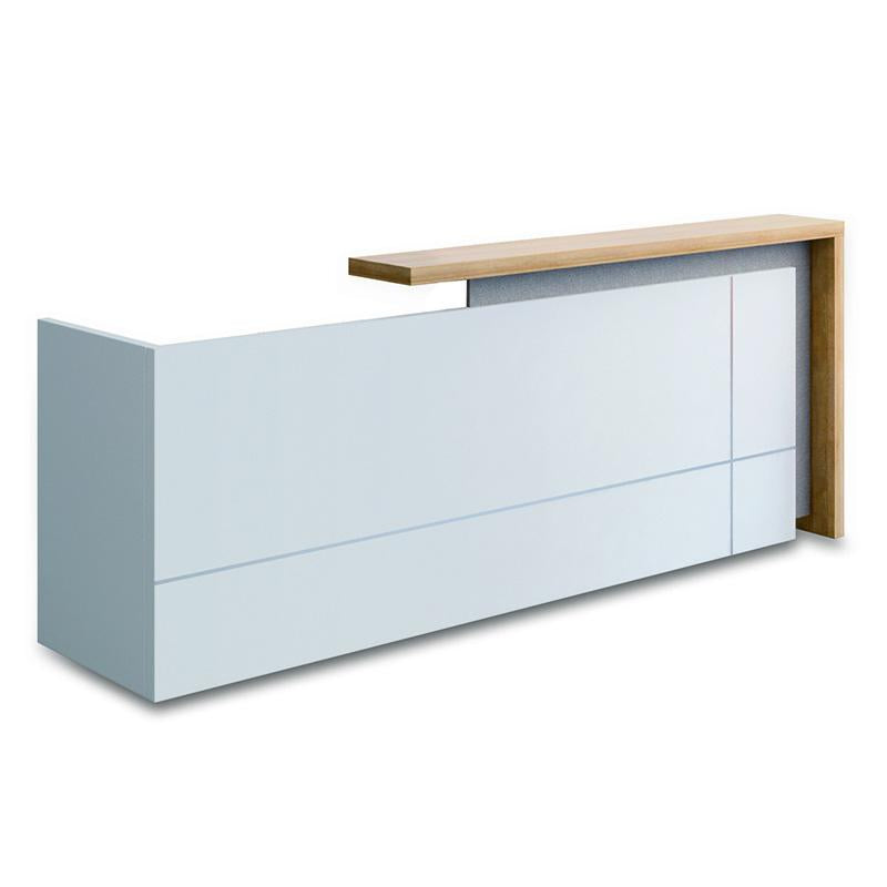 ZIVA 1.8M Left Panel Reception Desk - Modern Oak & White Office Furniture for Hotel, Clinic, and Corporate Lobby