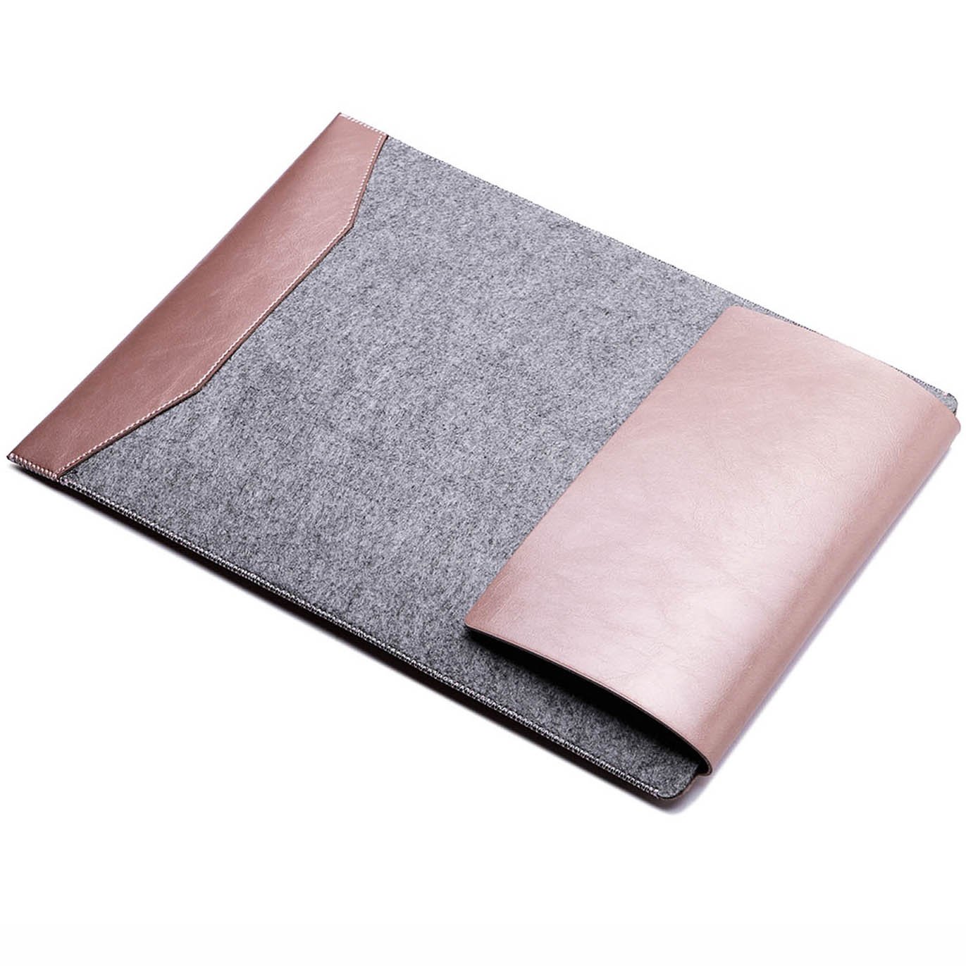 Premium Soft Wool Felt & Microfiber Leather Laptop Sleeve for MacBook Pro 13