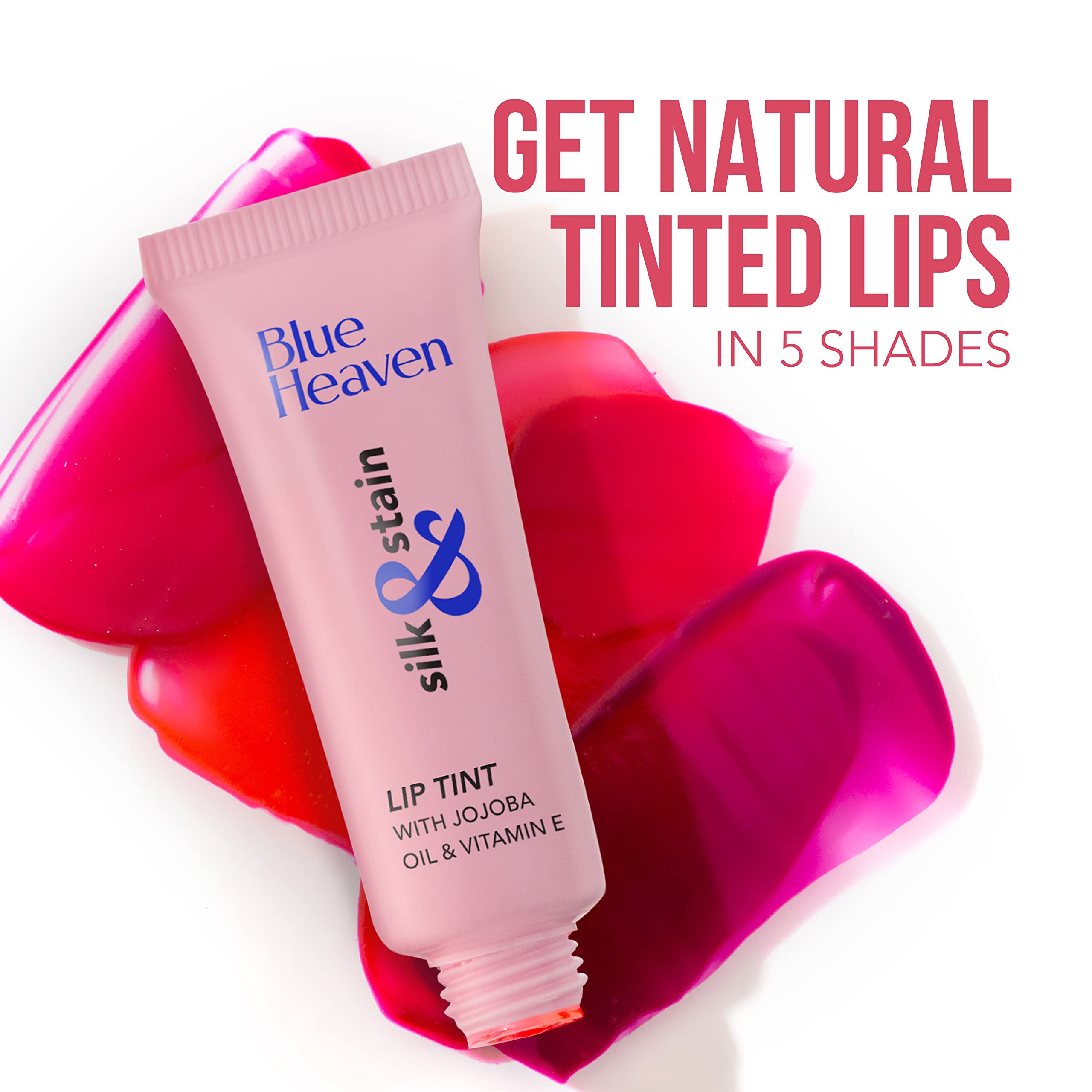 Blue Heaven Silk & Stain Lip Tint with Jojoba Oil & Vitamin E - Long Lasting, Non-Sticky, Transfer-Proof Lip Gloss - Natural Finish Raspberry Love (8ml) - Perfect for Everyday Wear, Date Nights & Special Occasions