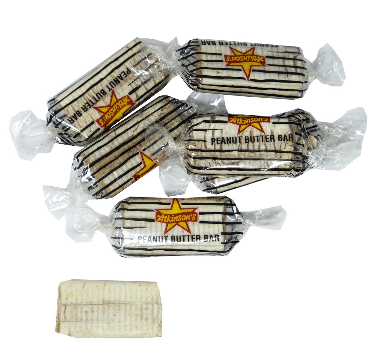 Atkinson's Peanut Butter Candy Bars - Crunchy Old-Fashioned Sweets, Individually Wrapped, Bulk 1.5lb Pack (100 Count) - Perfect for Halloween Treats, Party Favors & Office Snacks